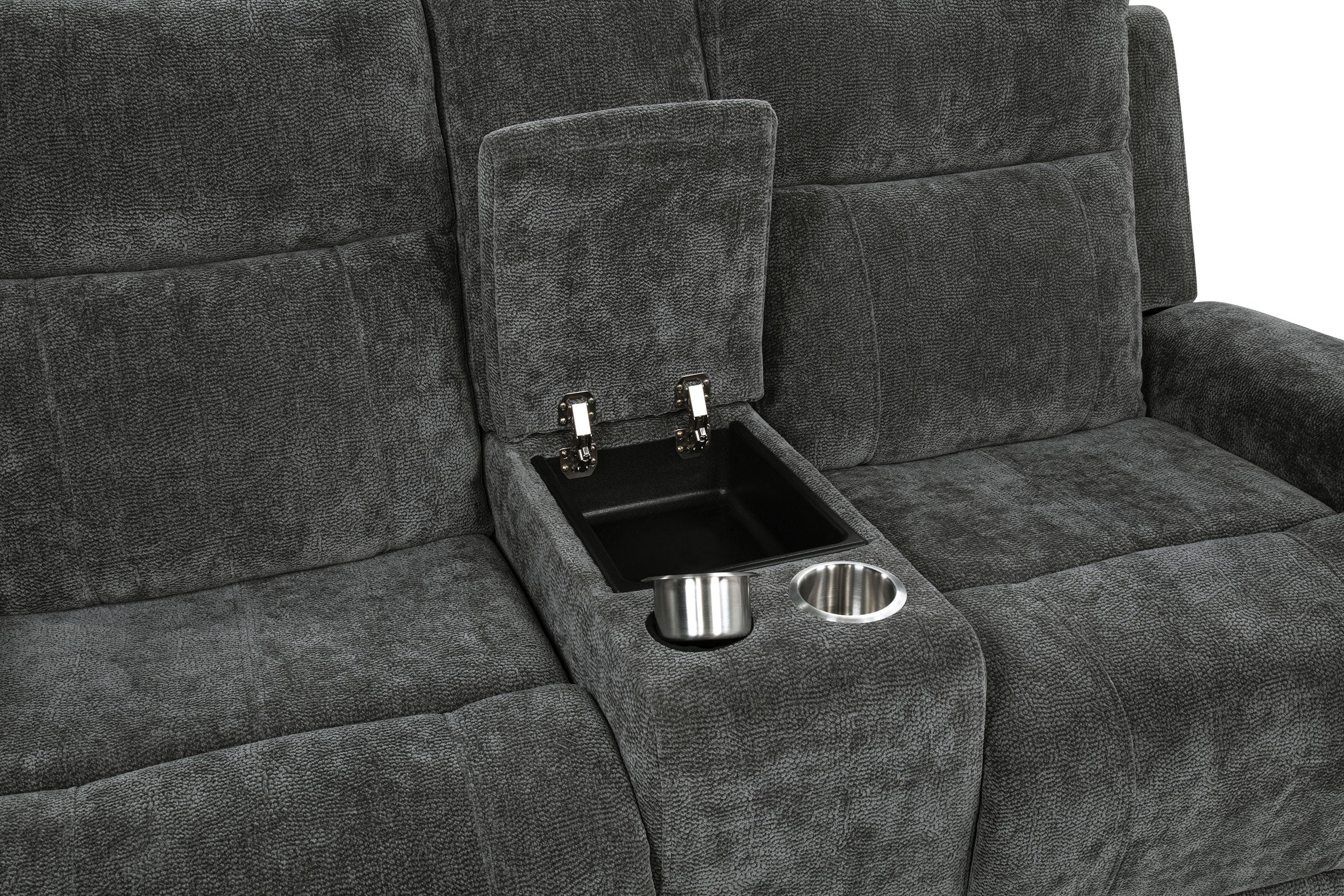 Kennett Dark Grey 3-piece Chenille Power Reclining Sofa Set - Image 3