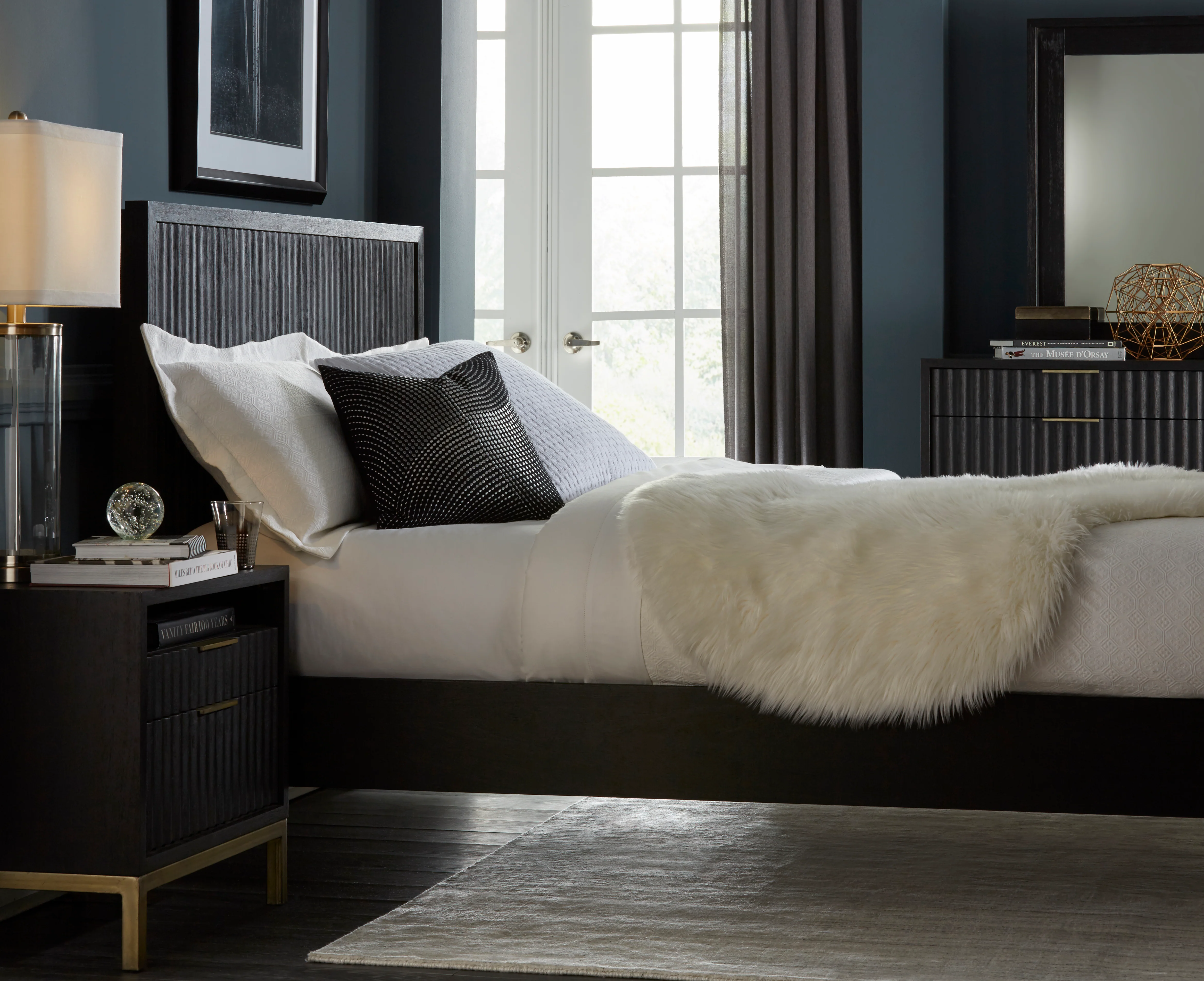 Kentfield Solid Wood Queen Platform Bed in Black Drifted Oak - Image 3