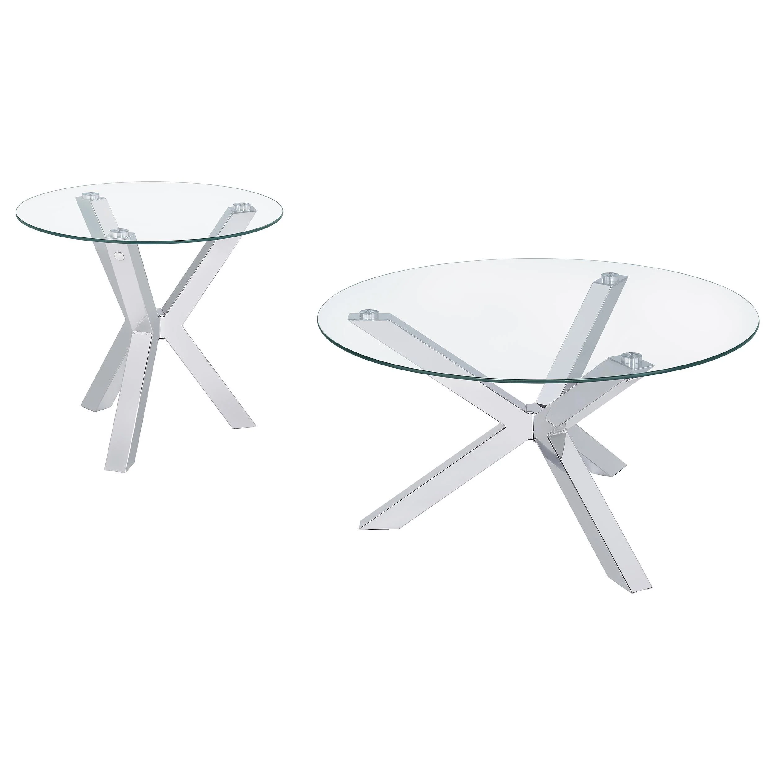 Kenzie Chrome 2-piece Round Coffee and End Table Set - Image 2