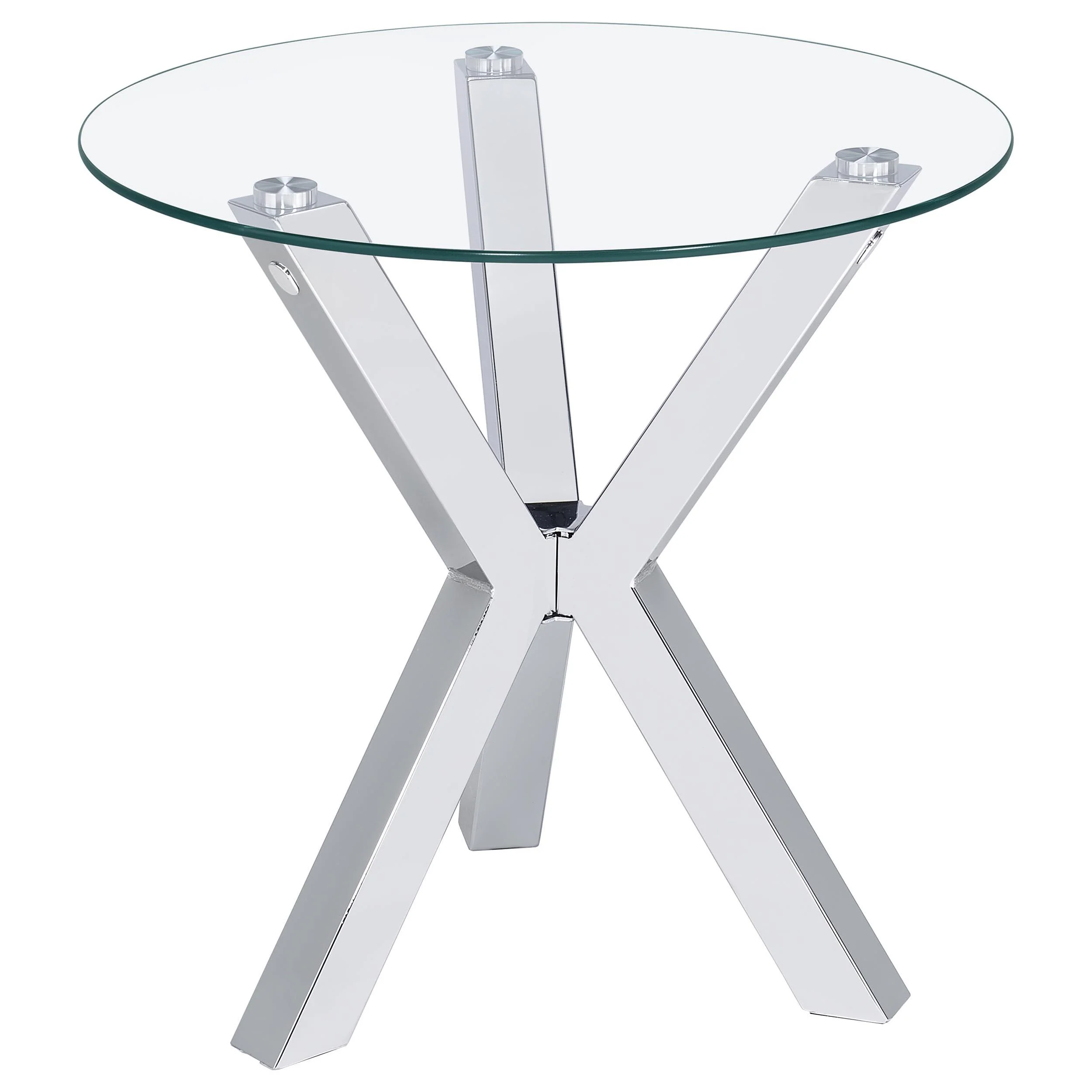 Kenzie Chrome Round Tempered Glass Top End Side Table - Image 2