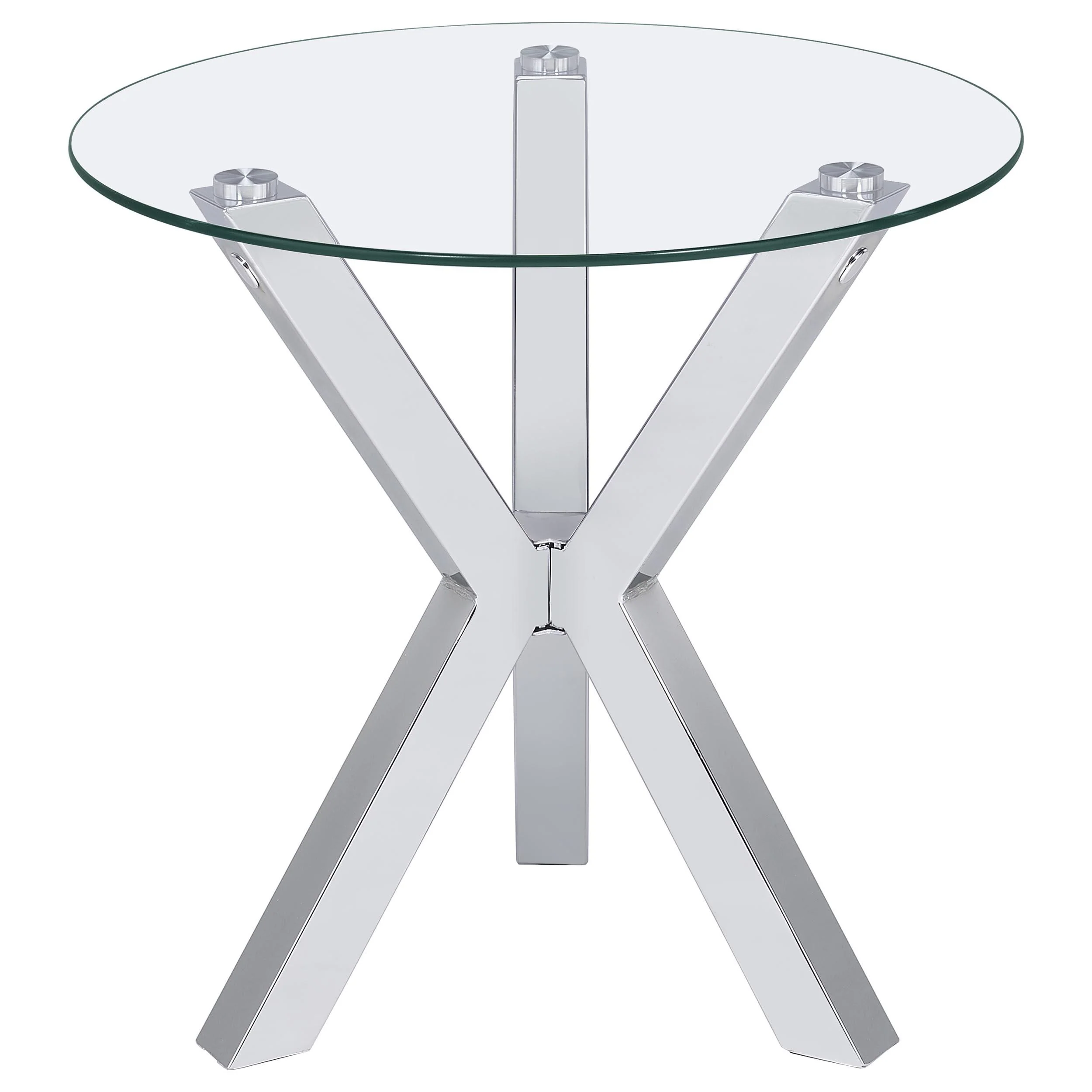 Kenzie Chrome Round Tempered Glass Top End Side Table - Image 3