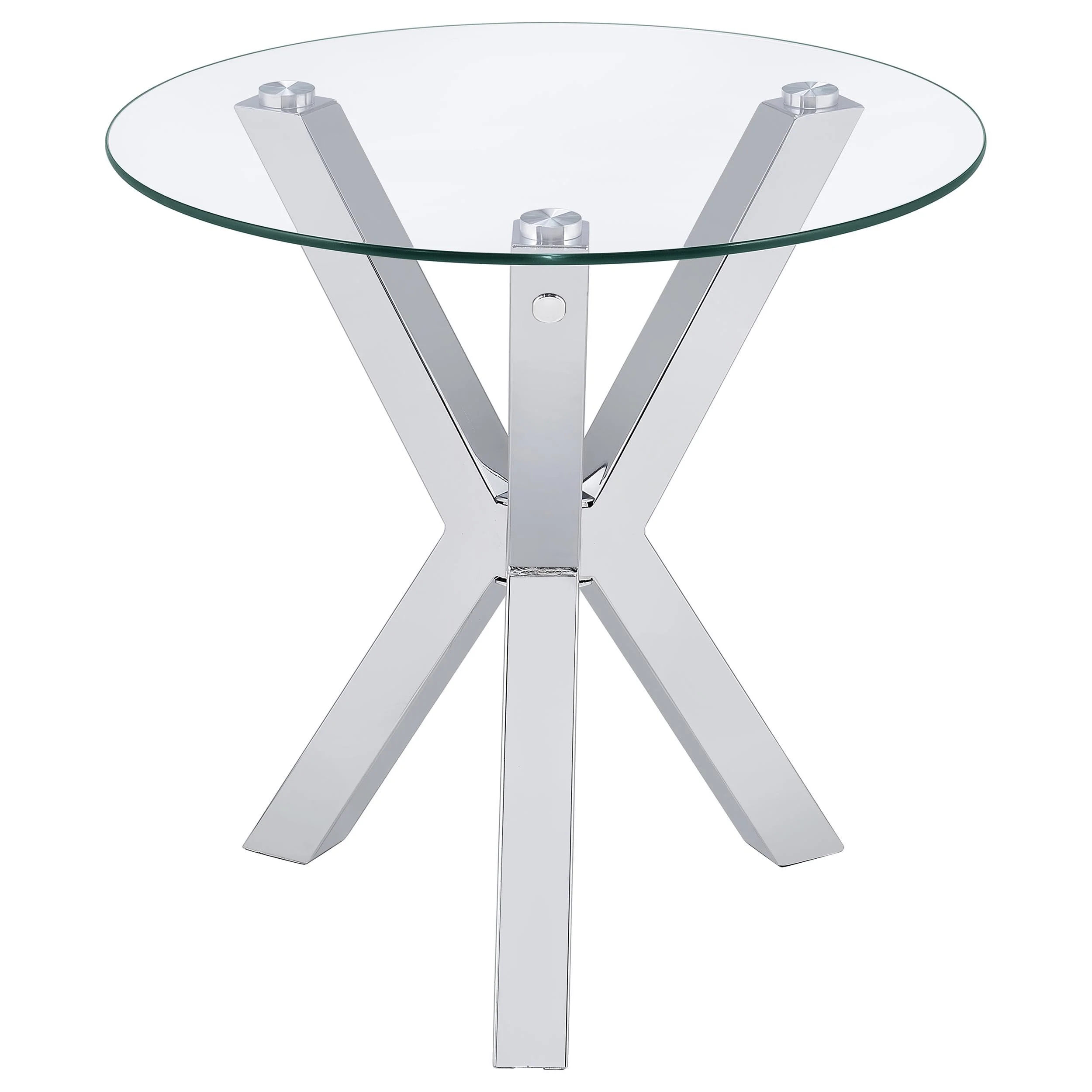 Kenzie Chrome Round Tempered Glass Top End Side Table - Image 4