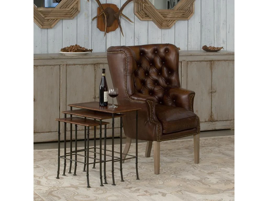 Kew Gardens Brown Leather Nesting Tables