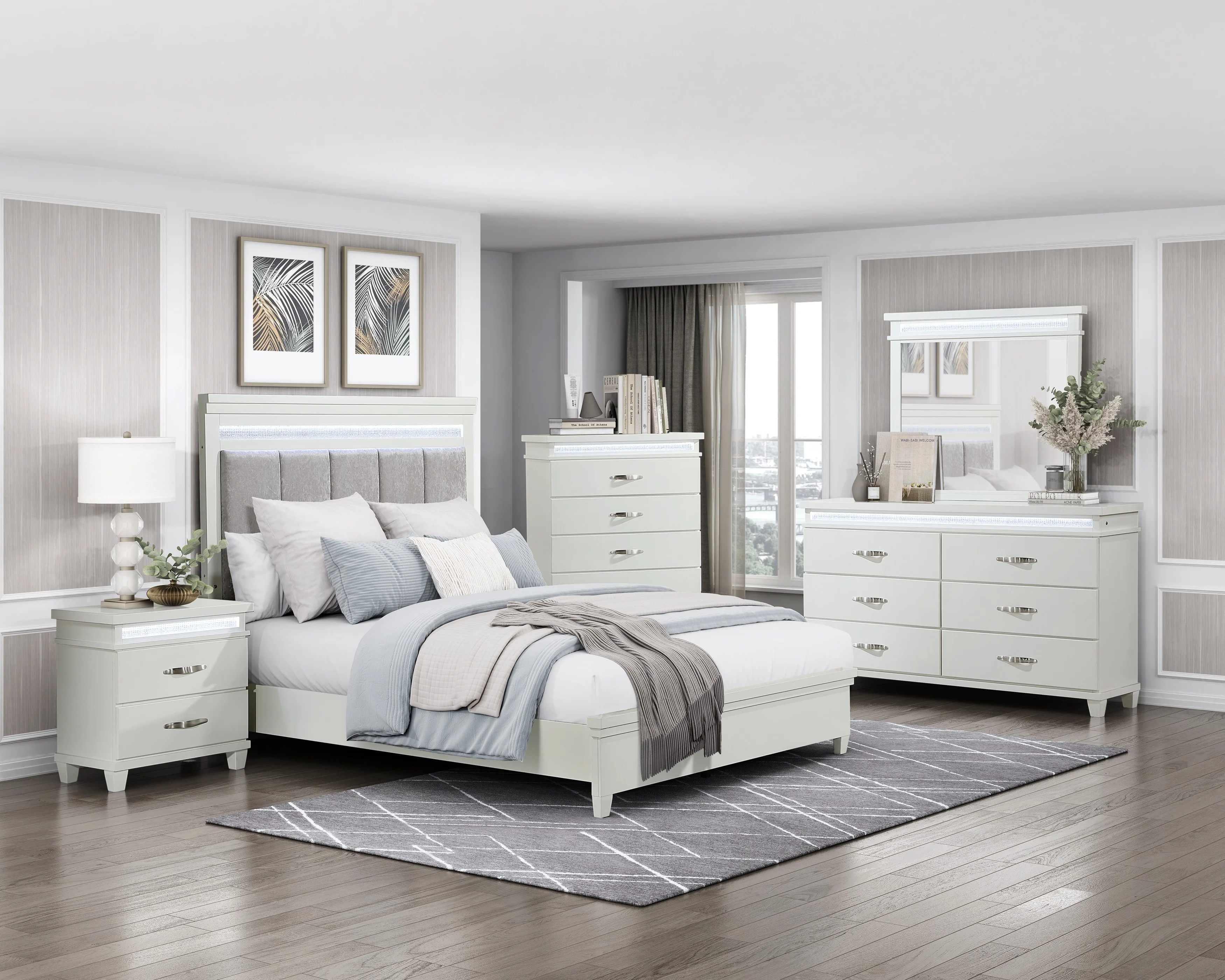 Kidman White/Gray 5-Piece Queen Bedroom Set - Image 2
