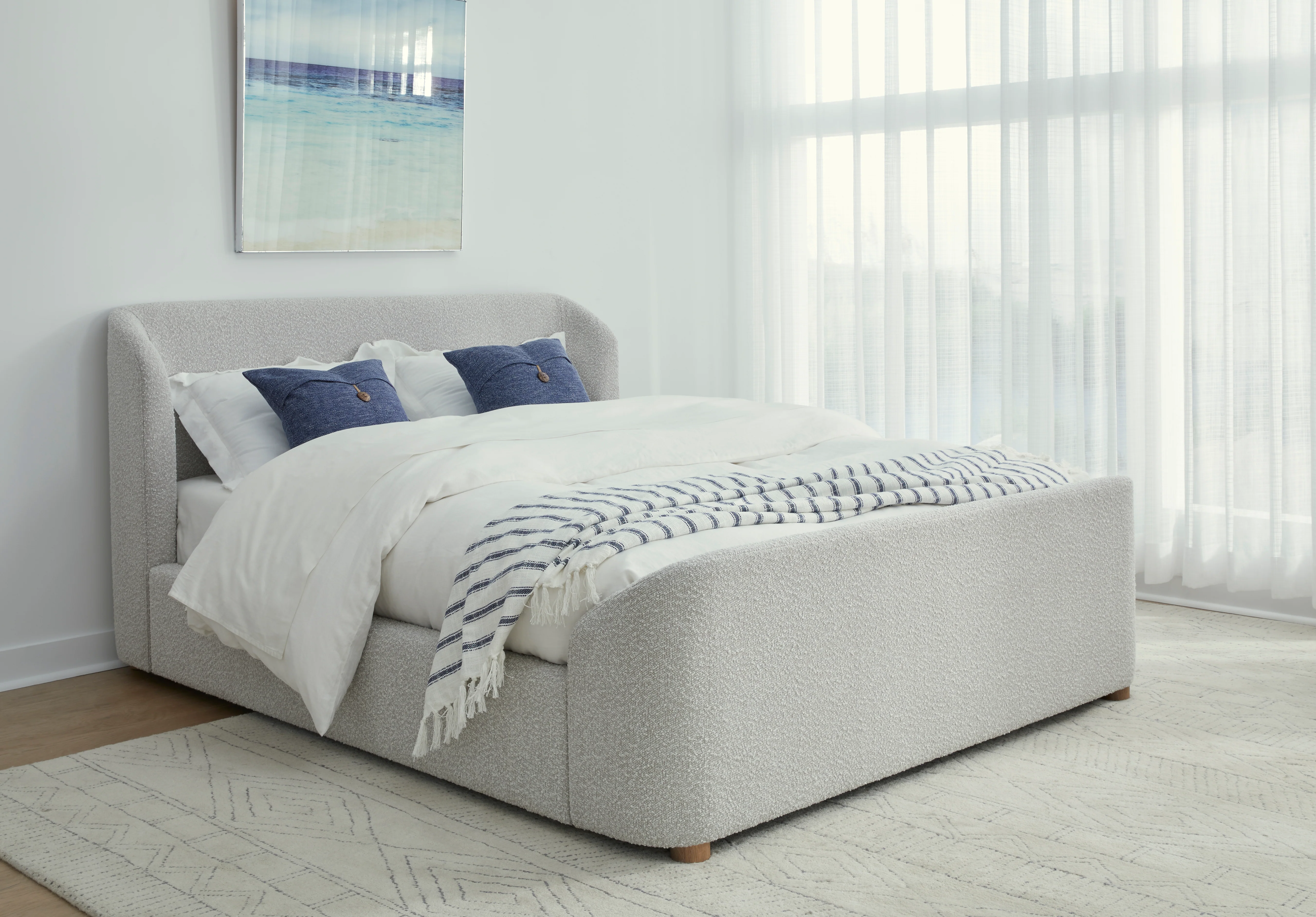 Kiki Upholstered California King Platform Bed in Cotton Ball Boucle - Image 3