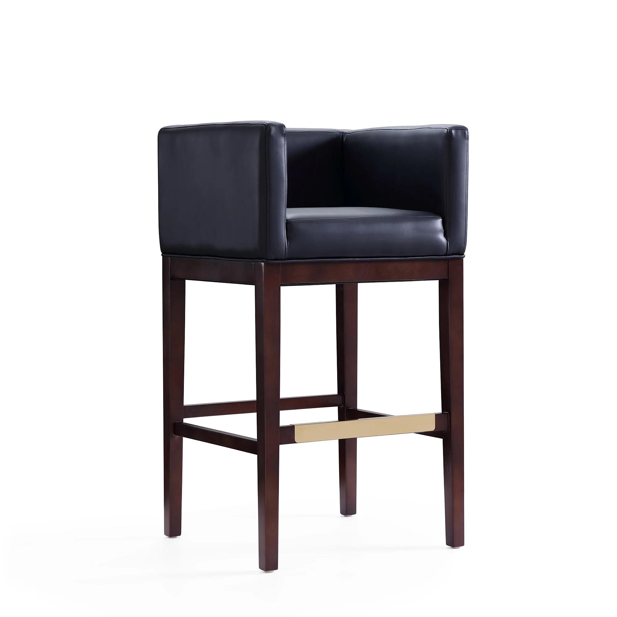 Kingsley Barstool in Black and Dark Walnut (set of 3) - Image 3