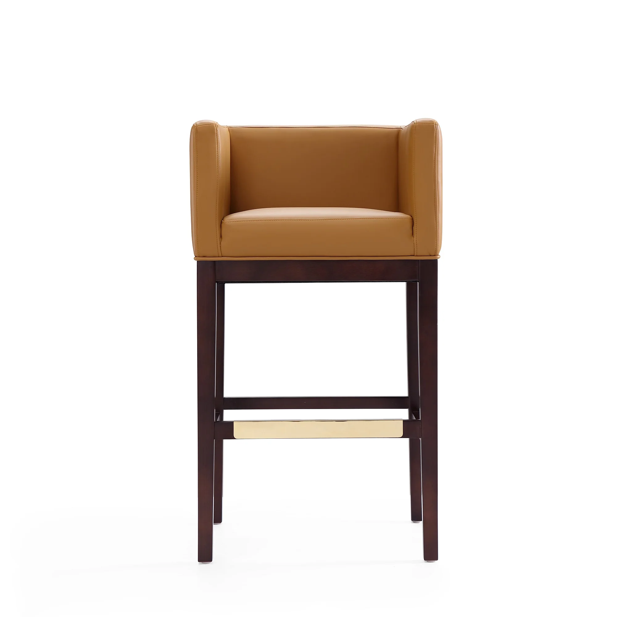 Kingsley Barstool in Camel and Dark Walnut - Image 3
