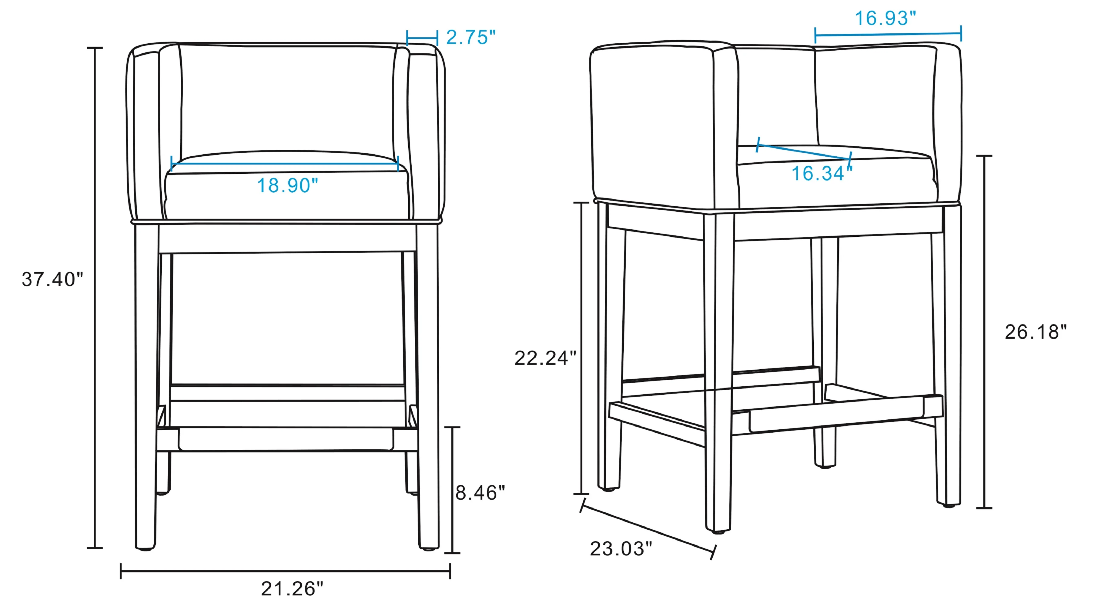 Kingsley Counter Stool in Black and Dark Walnut - Image 3