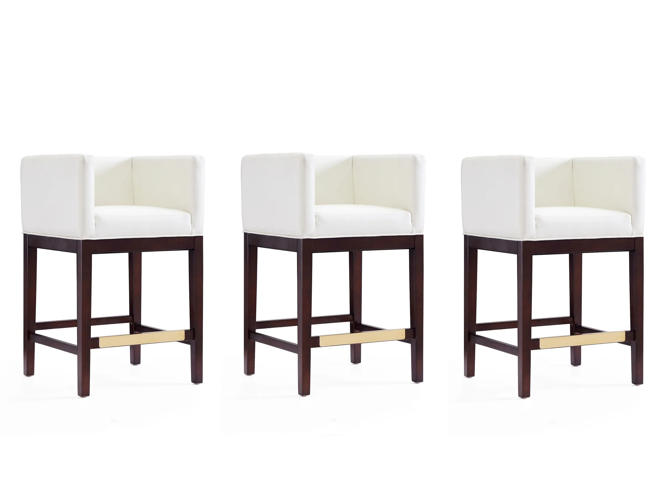 Kingsley Counter Stool in Ivory and Dark Walnut (set of 3)