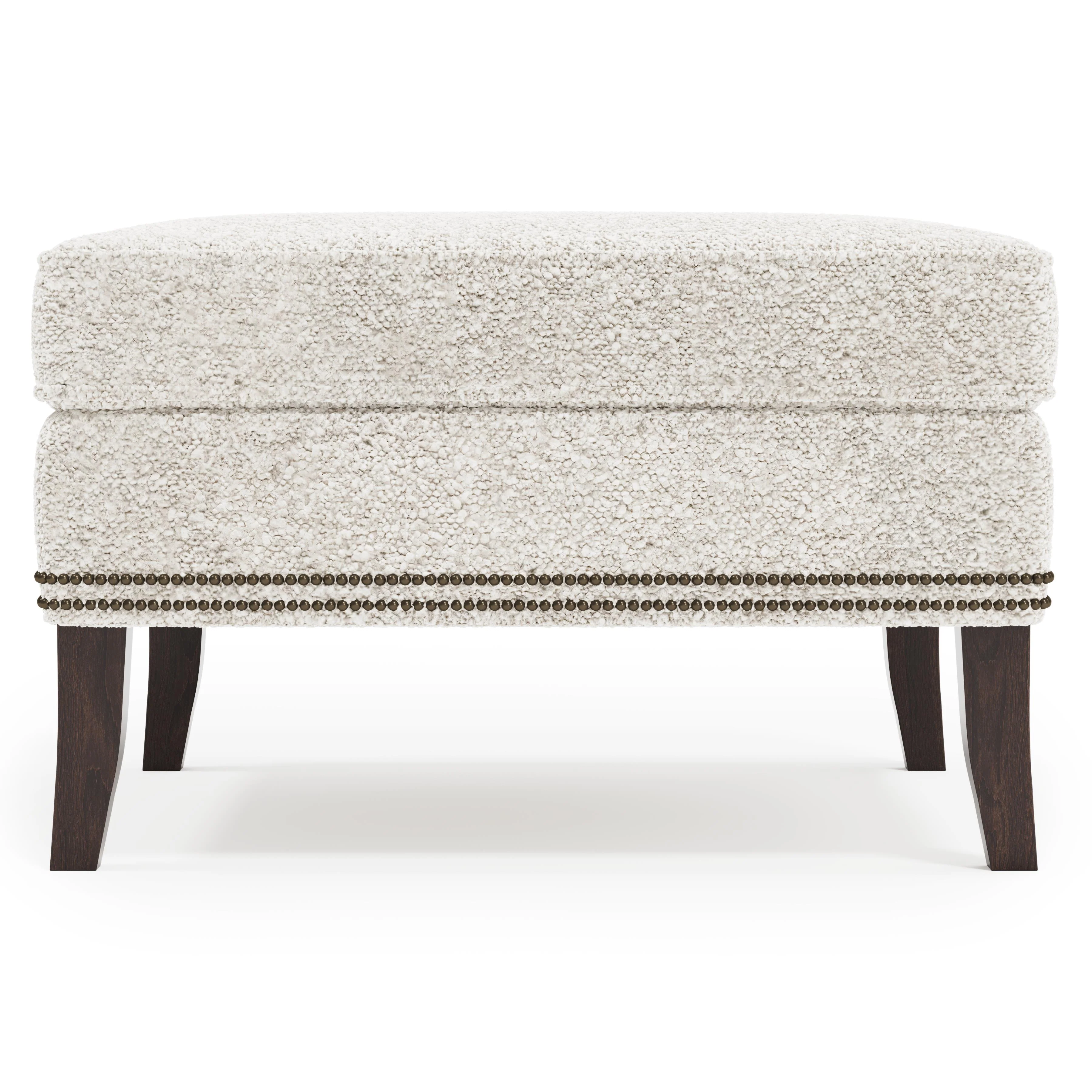 Kingston White/Cream Fabric Ottoman - Image 3