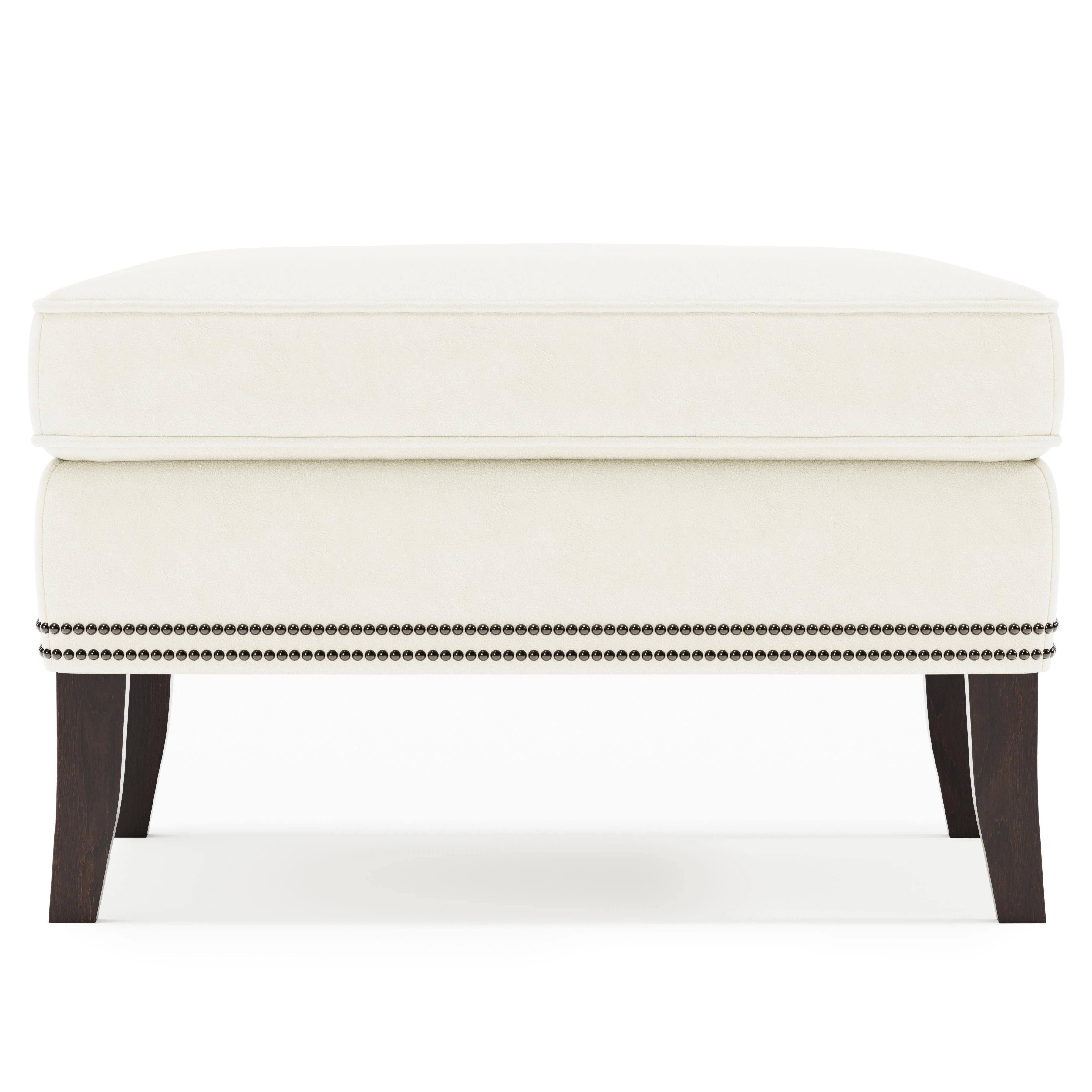 Kingston White/Cream Leather Ottoman - Image 4