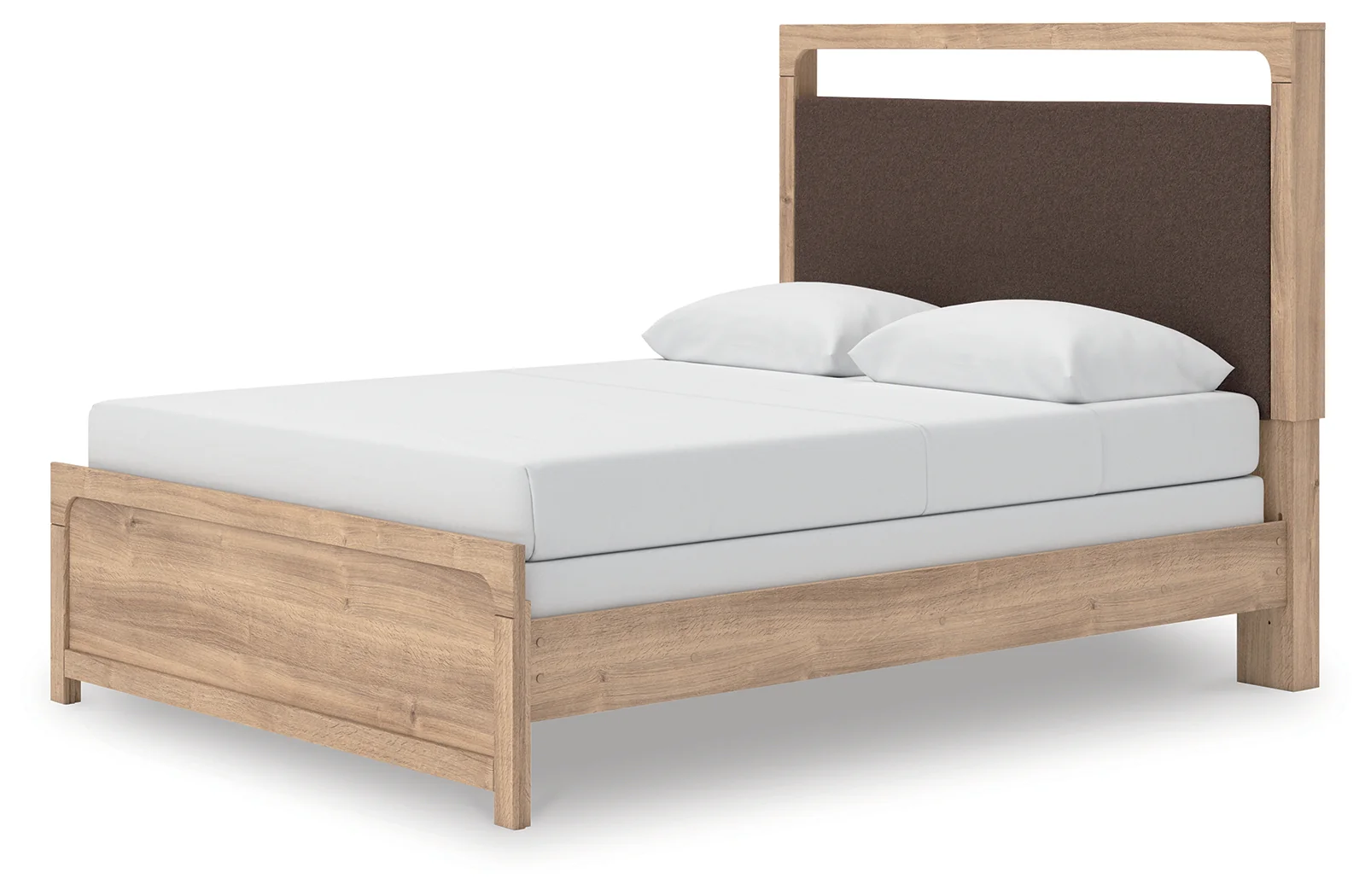 Kinlanni Tan/Brown Queen Upholstered Panel Bed, Dresser and Mirror (Online Special Price) - Image 15