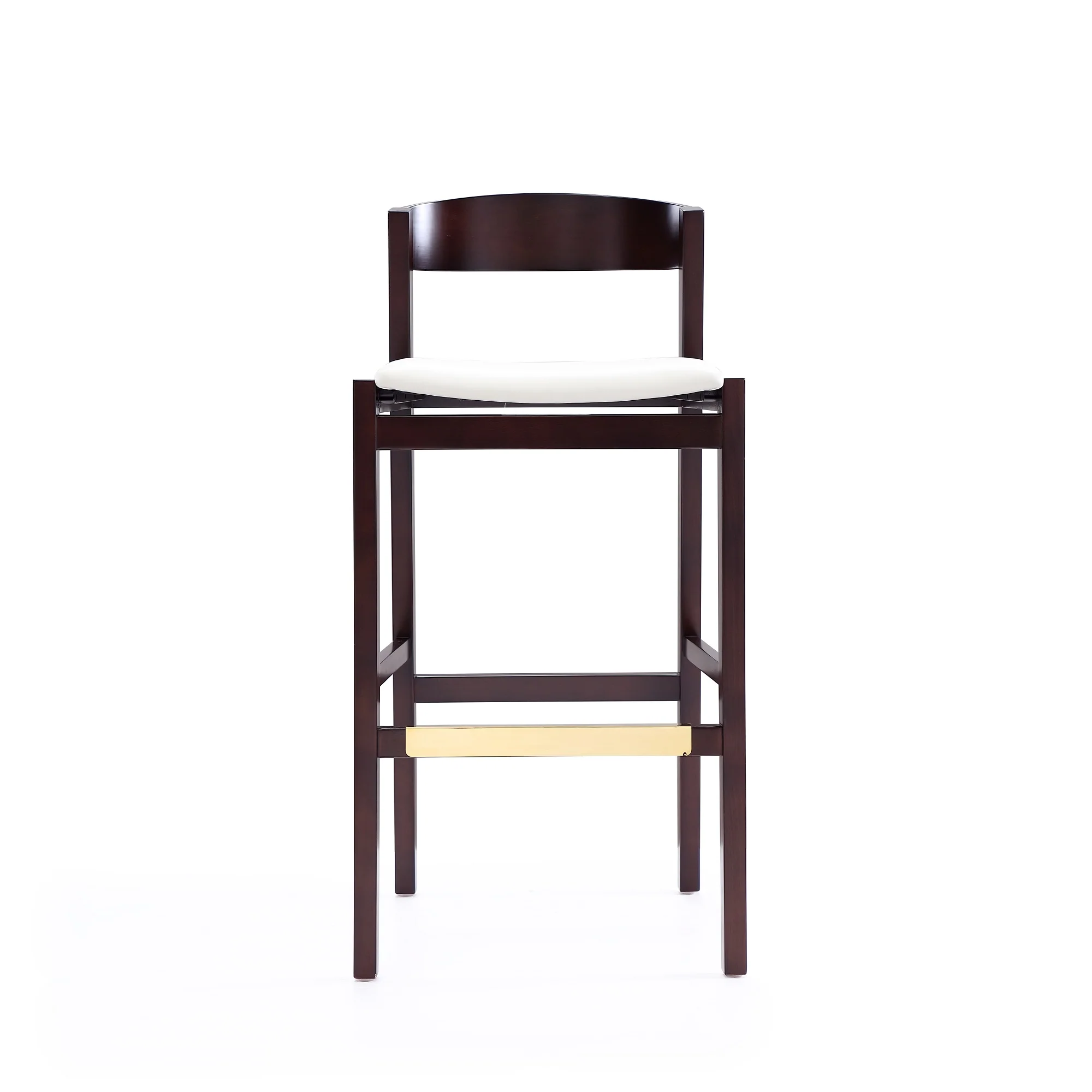 Klismos Barstool in Ivory and Dark Walnut (set of 3) - Image 4