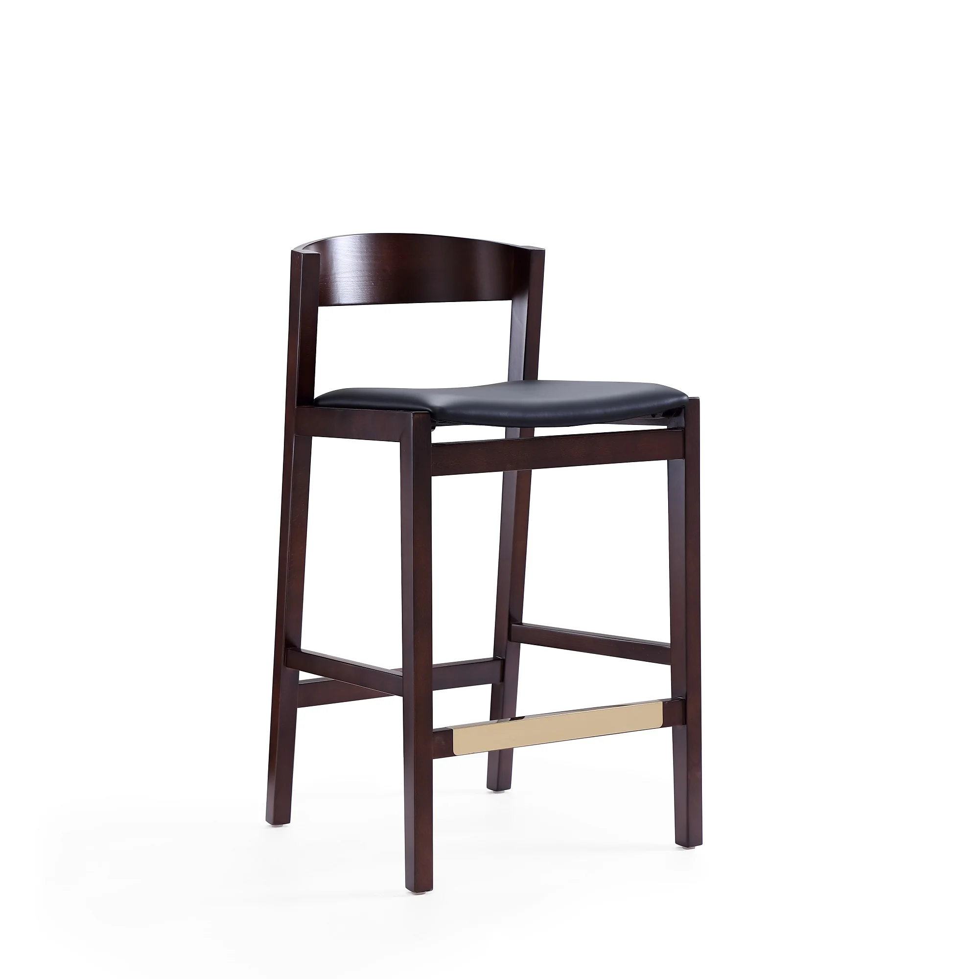 Klismos Counter Stool in Black and Dark Walnut (set of 3) - Image 3