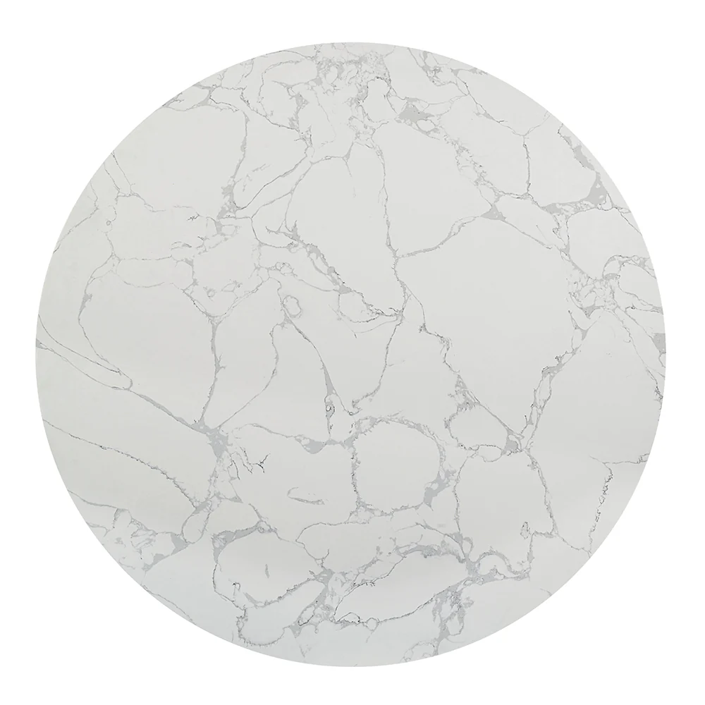 Koen Engineering Marble Top/White/Black Round Dining Table - Image 3