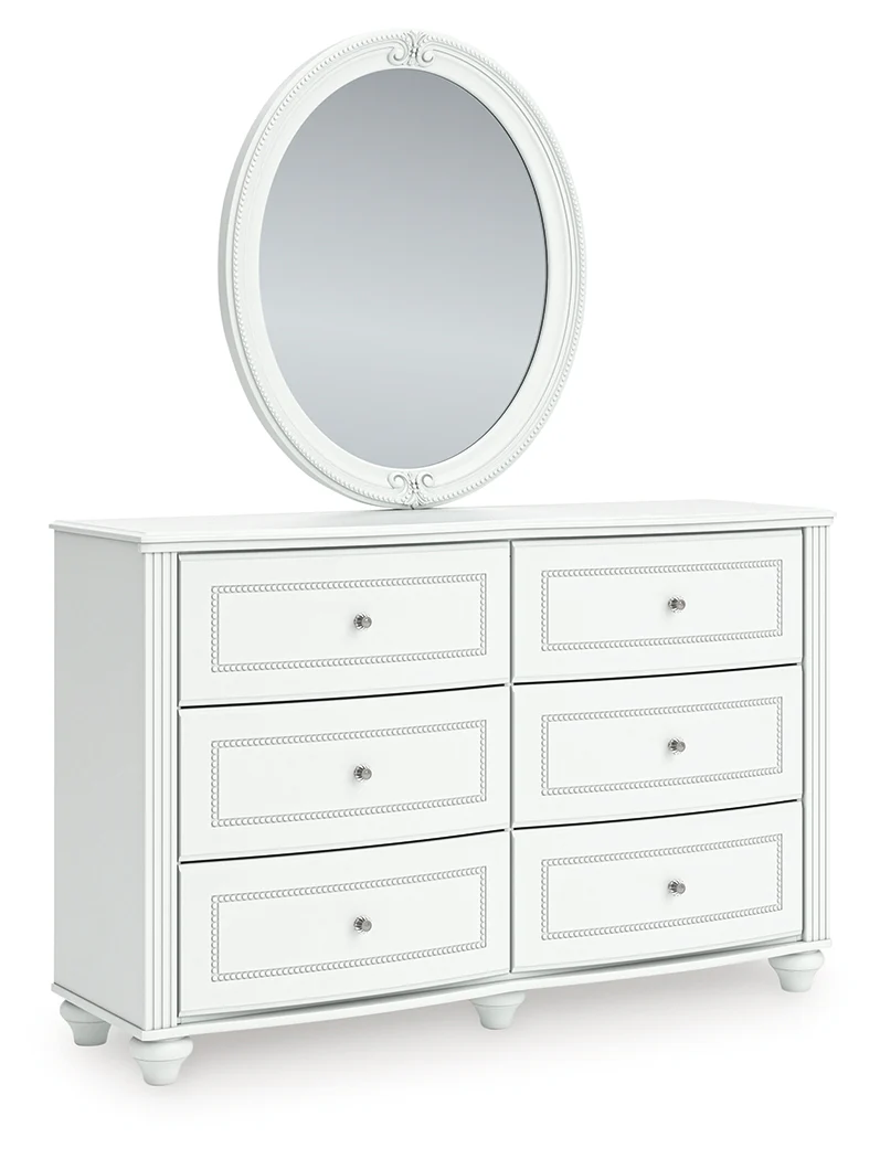 Kozlani White Full Upholstered Panel Bed, Dresser and Mirror (Online Special Price) - Image 10
