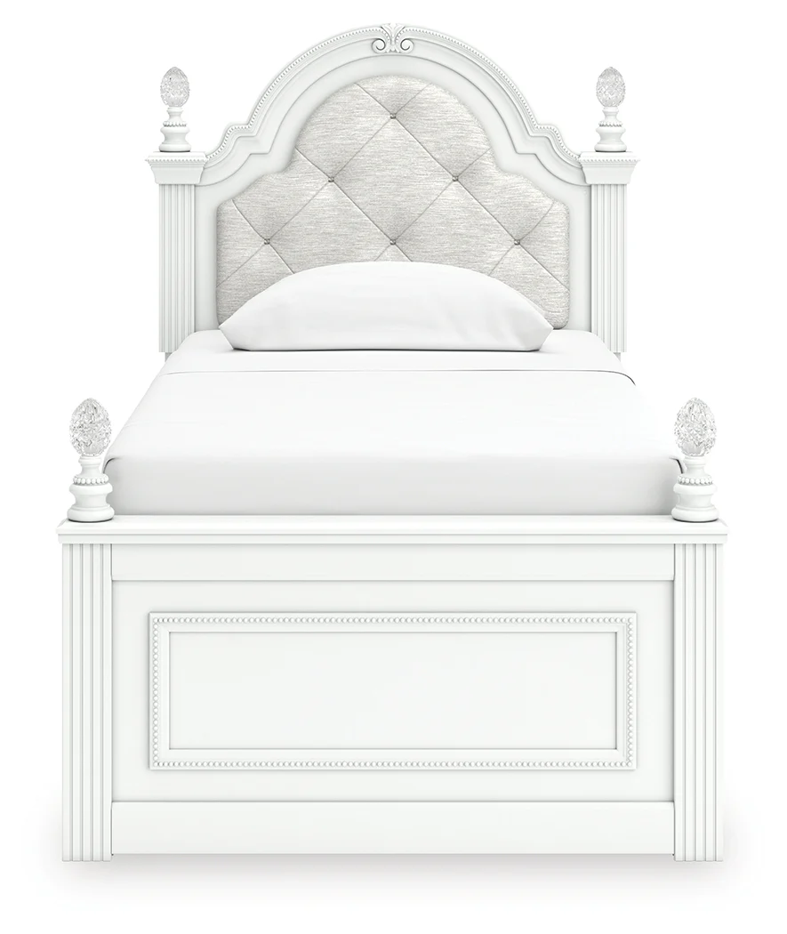 Kozlani White Twin Upholstered Panel Bed - Image 4