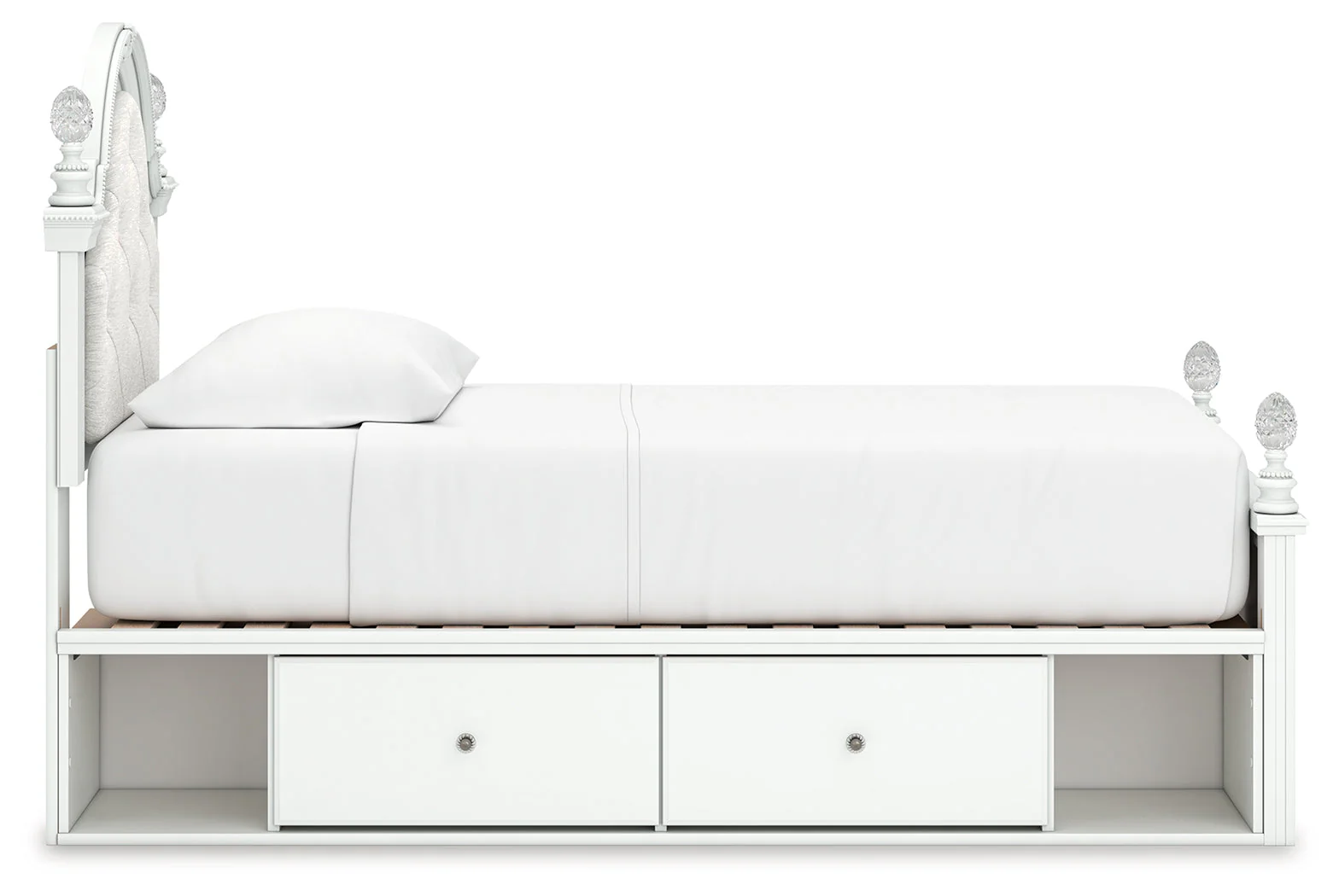 Kozlani White Twin Upholstered Panel Storage Bed (Online Special Price) - Image 7