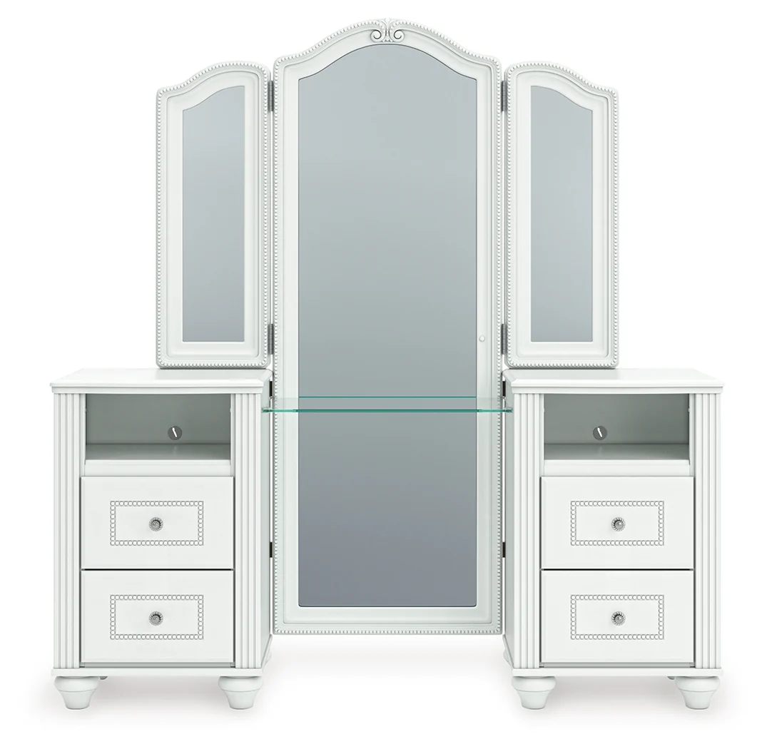 Kozlani White Vanity, Mirror and Stool (Online Special Price) - Image 6