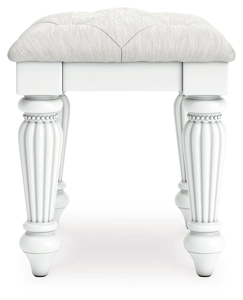 Kozlani White Vanity, Mirror and Stool - Image 3