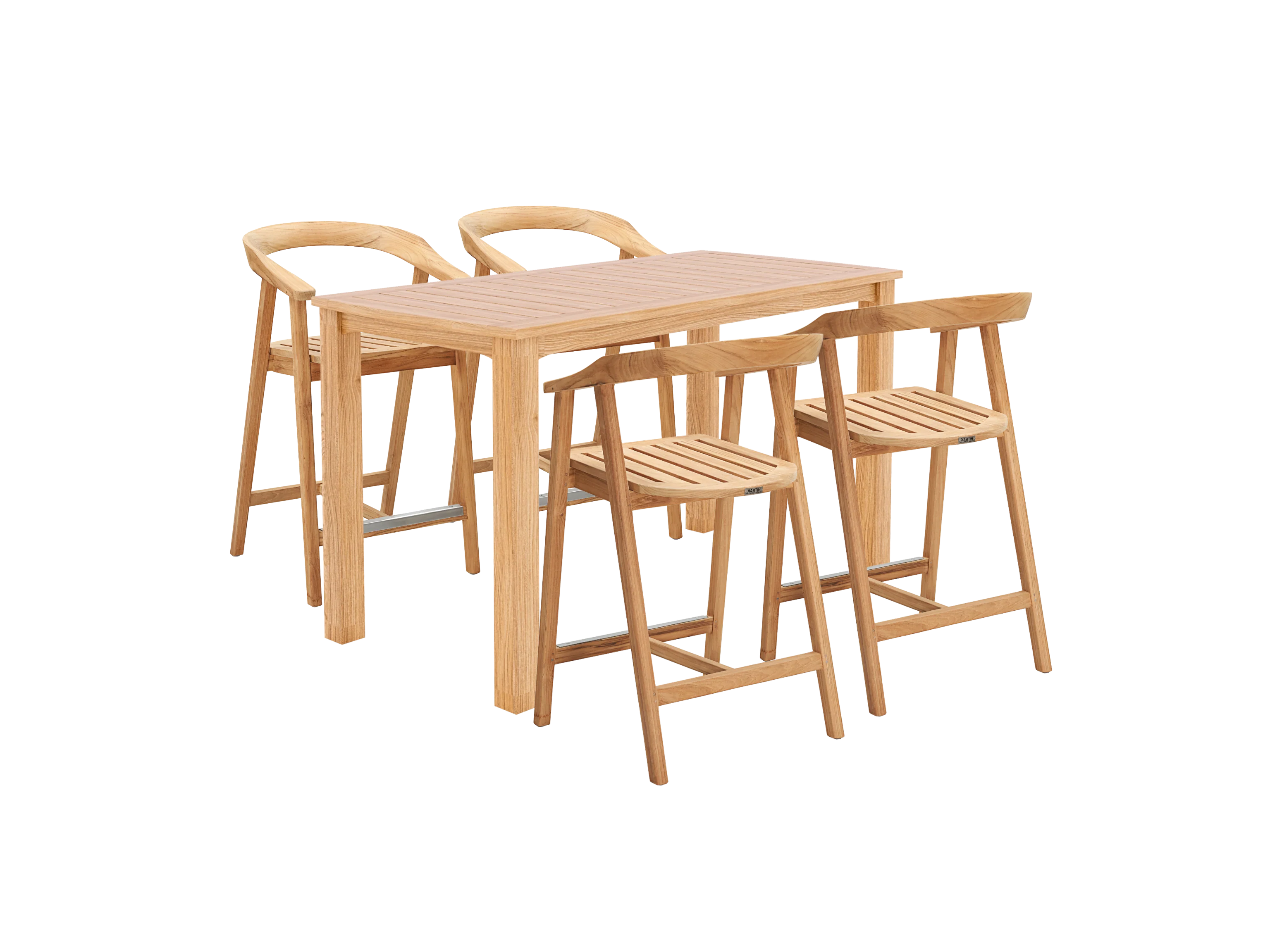 La Costa 5-Piece Teak Outdoor Counter Height Dining Set - Image 2