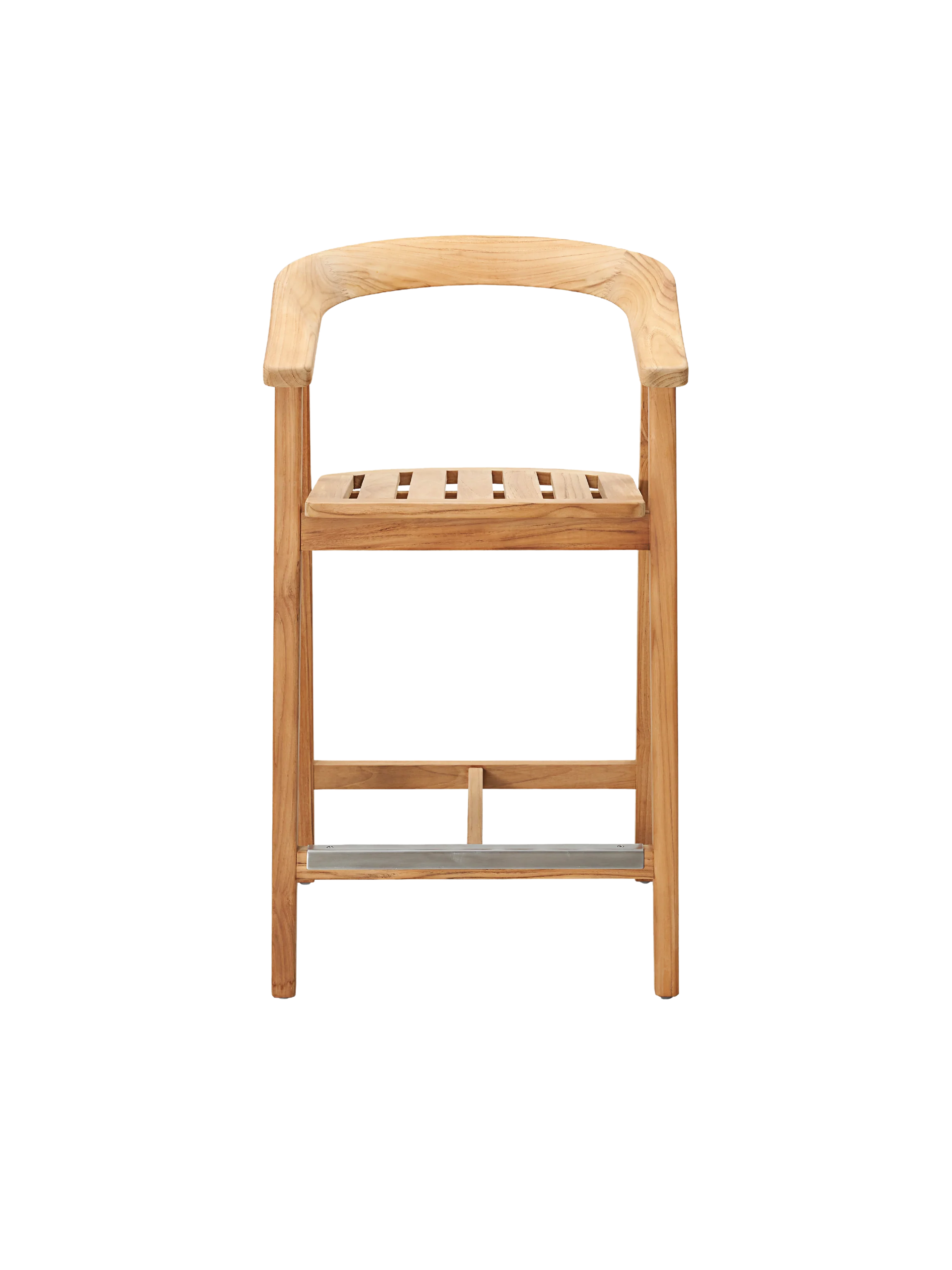 La Costa Teak Outdoor Barrel Back Counter Height Armchair - Image 2
