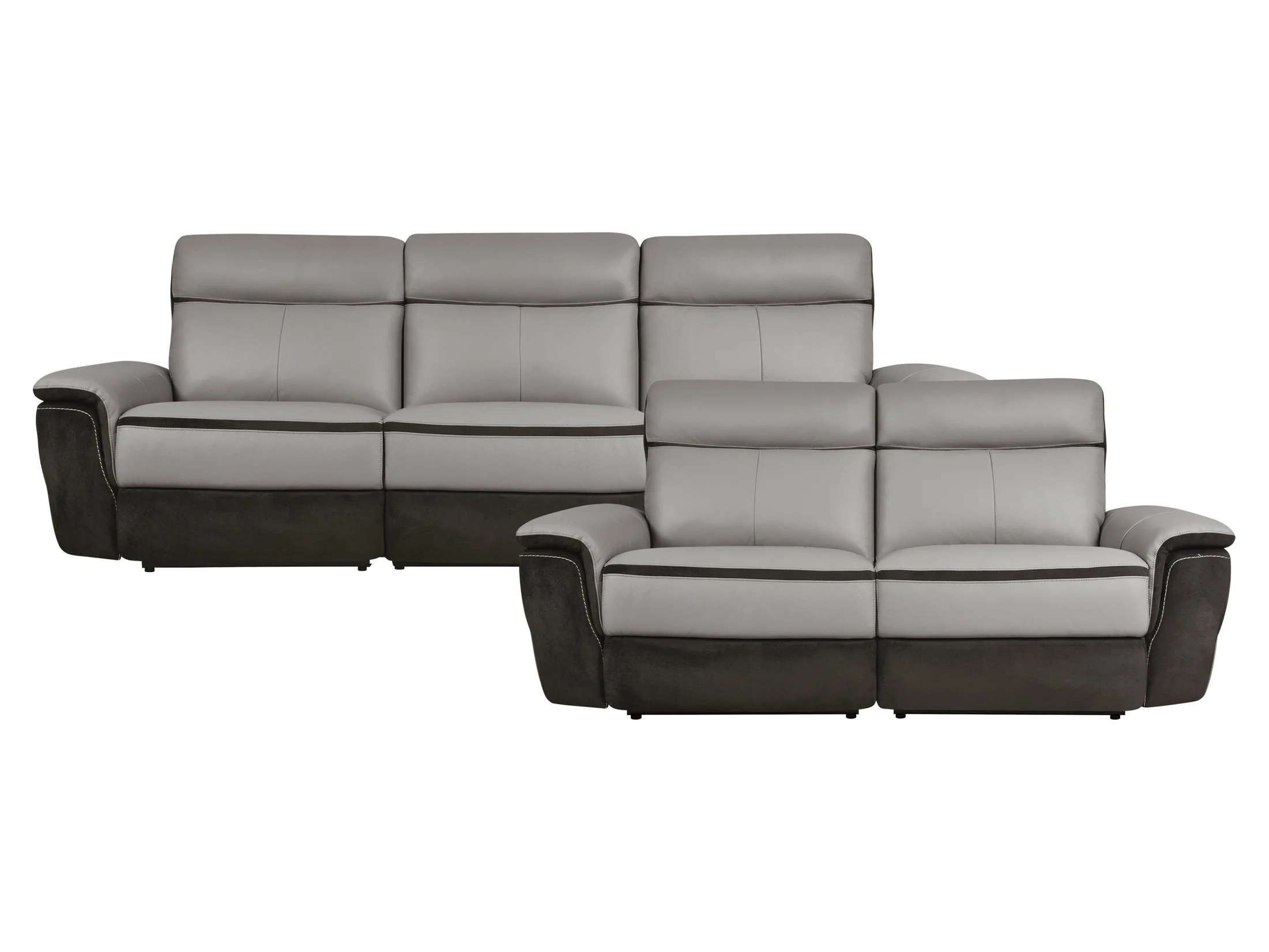 Laertes Charcoal / Taupe Gray Power Reclining Sofa and Loveseat