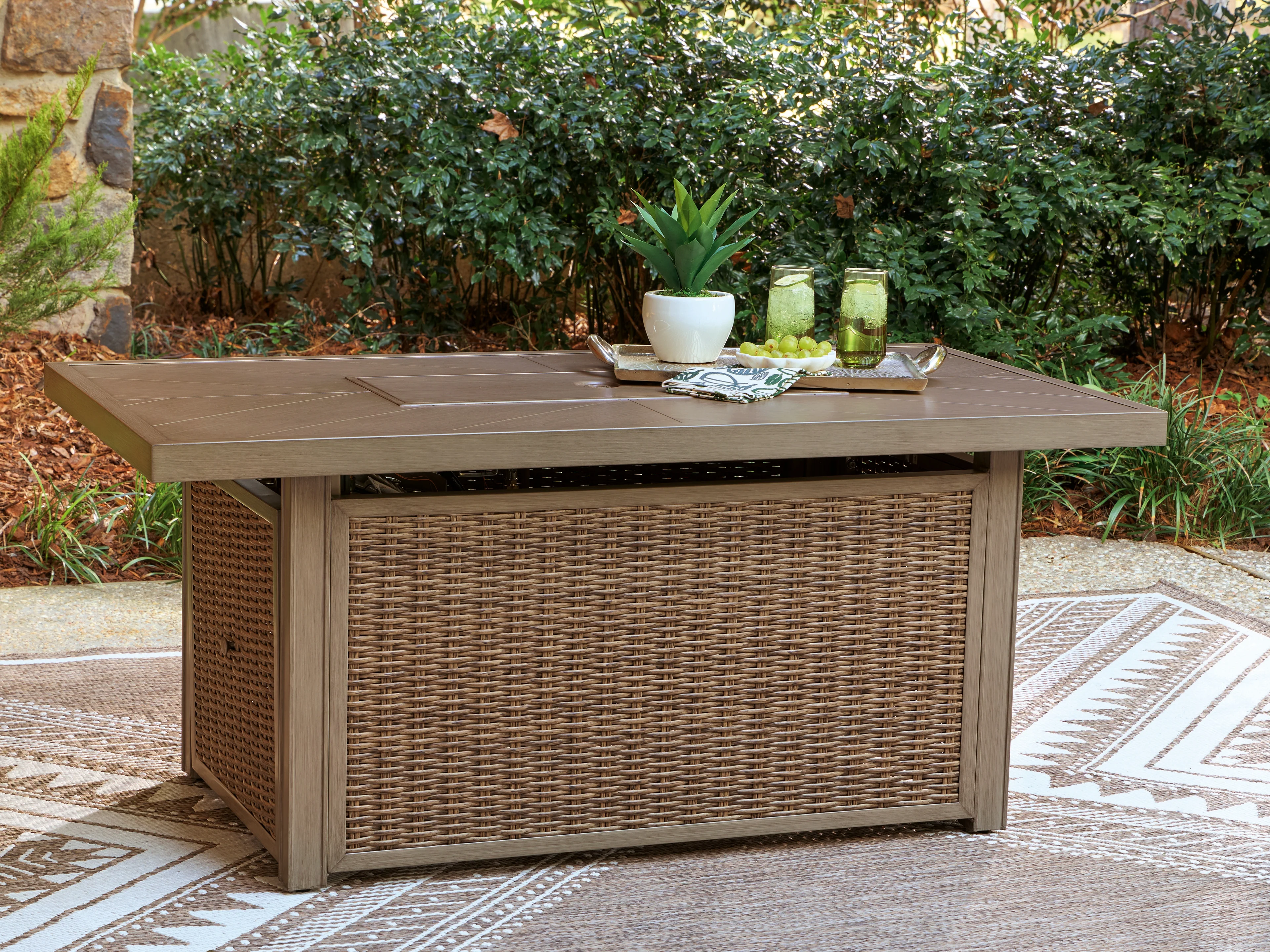 Laguna Heights Beige Outdoor Fire Pit Table - Image 2