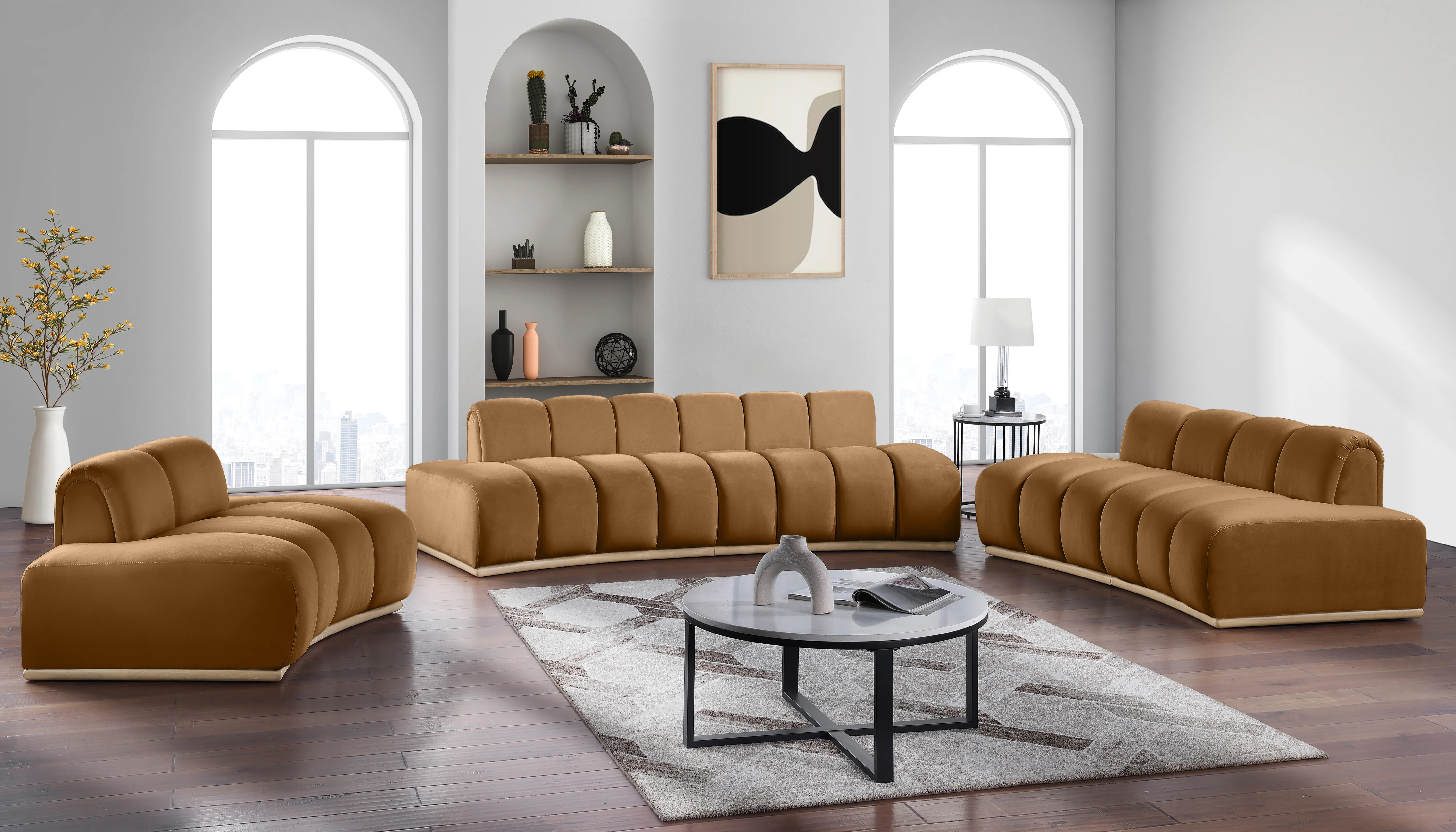Laguna Saddle/Natural 106" Velvet Upholstered Sofa - Image 9