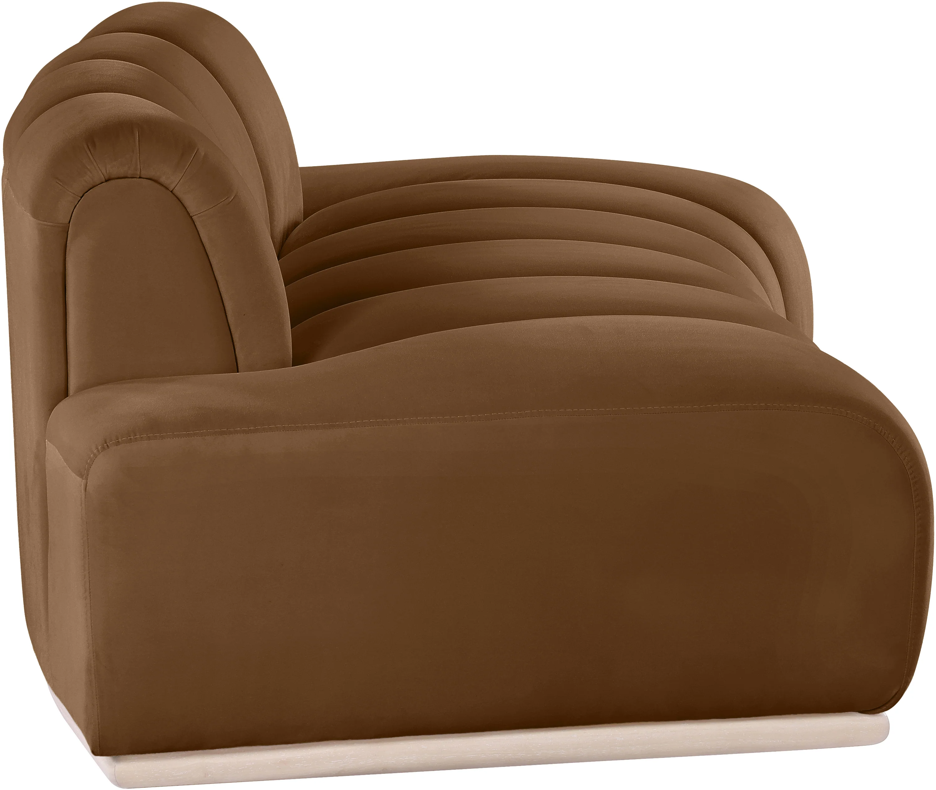 Laguna Saddle/Natural 78.5" Velvet Upholstered Loveseat - Image 4