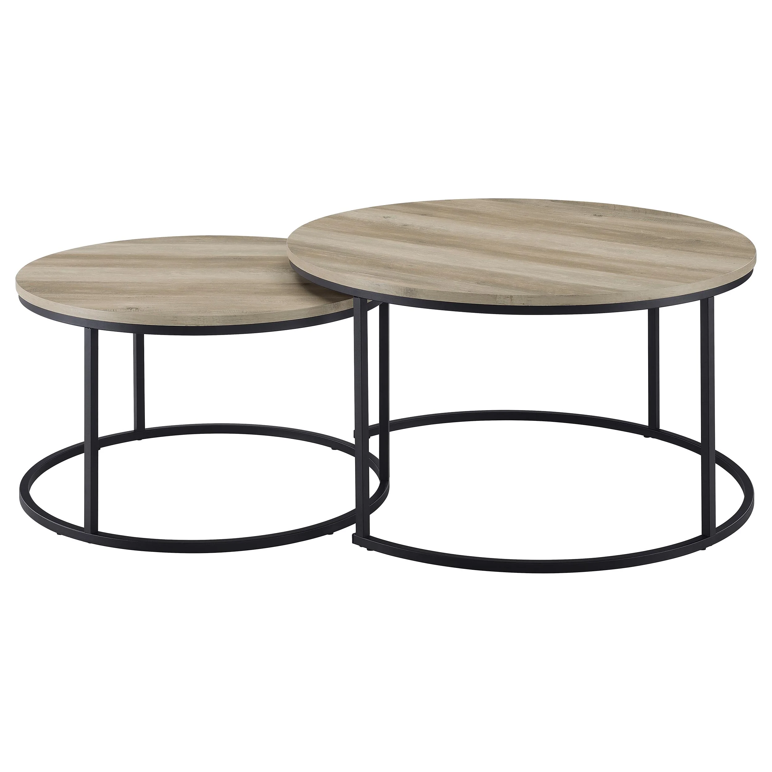 Lainey Distressed Pine 2-piece Round Nesting Coffee Table - Image 5