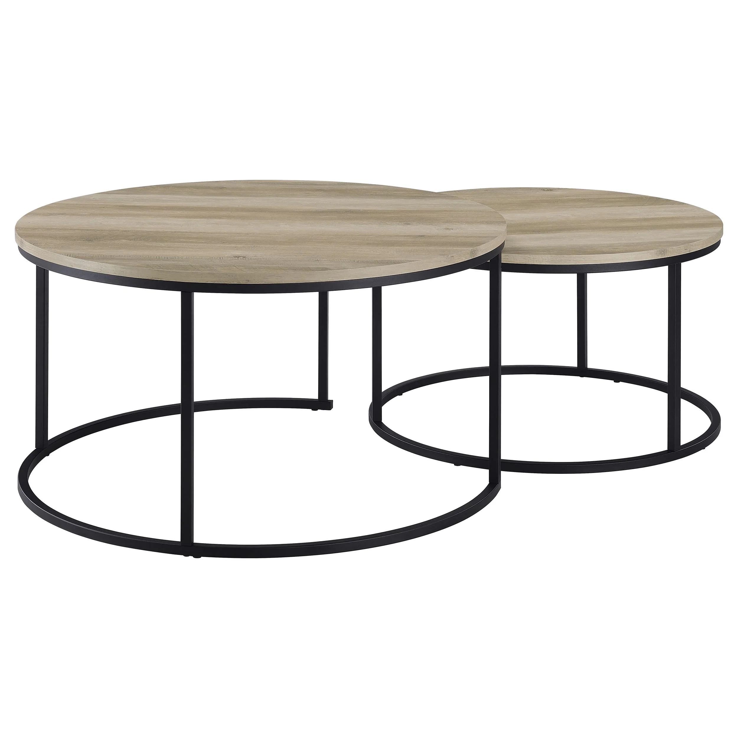 Lainey Distressed Pine 2-piece Round Nesting Coffee Table - Image 7