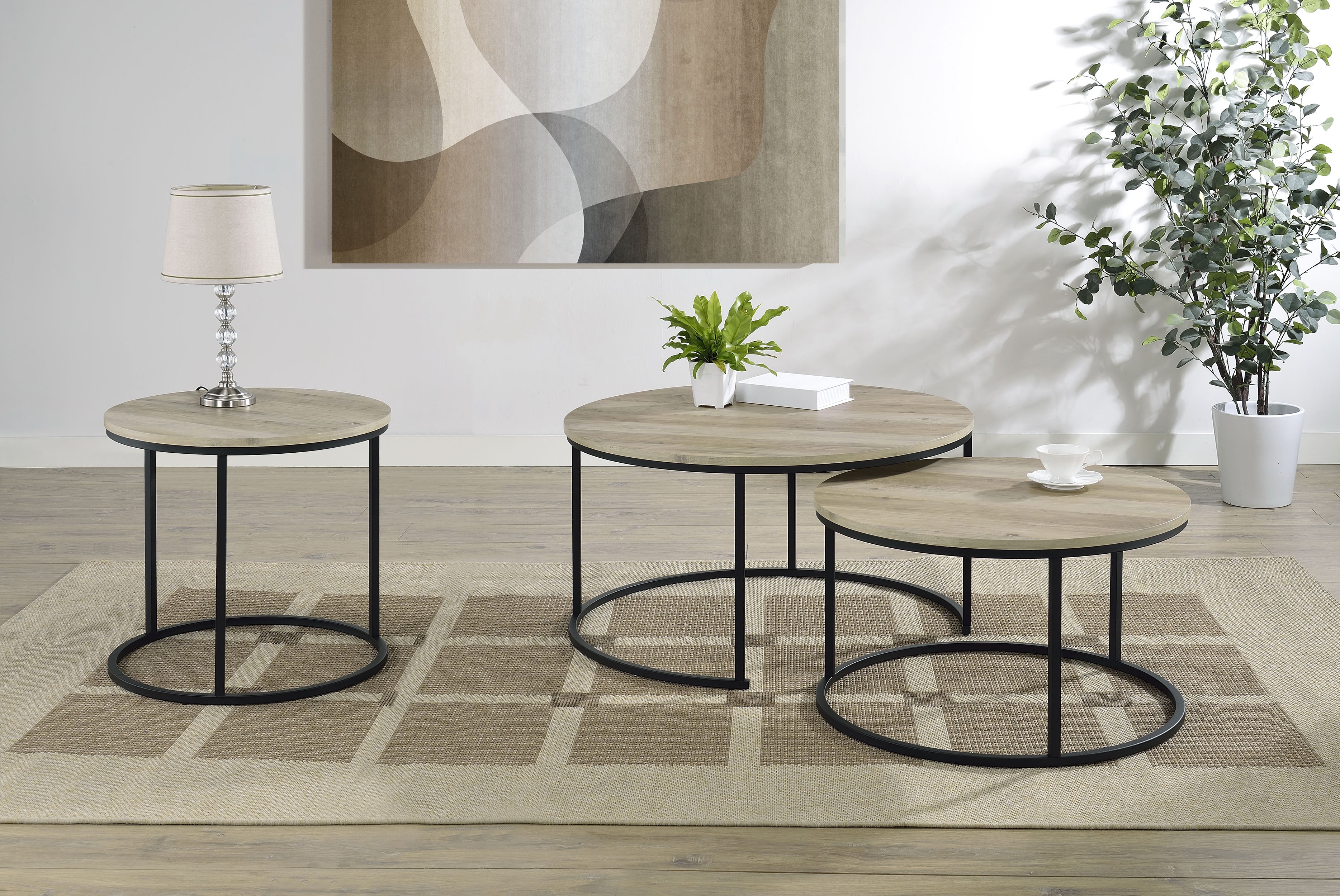 Lainey Distressed Pine Round Occasional Side End Table - Image 11
