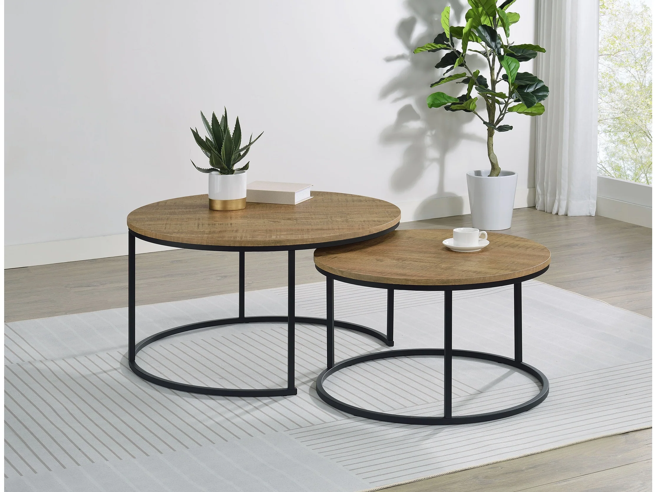 Lainey Mango 2-piece Round Nesting Coffee Table