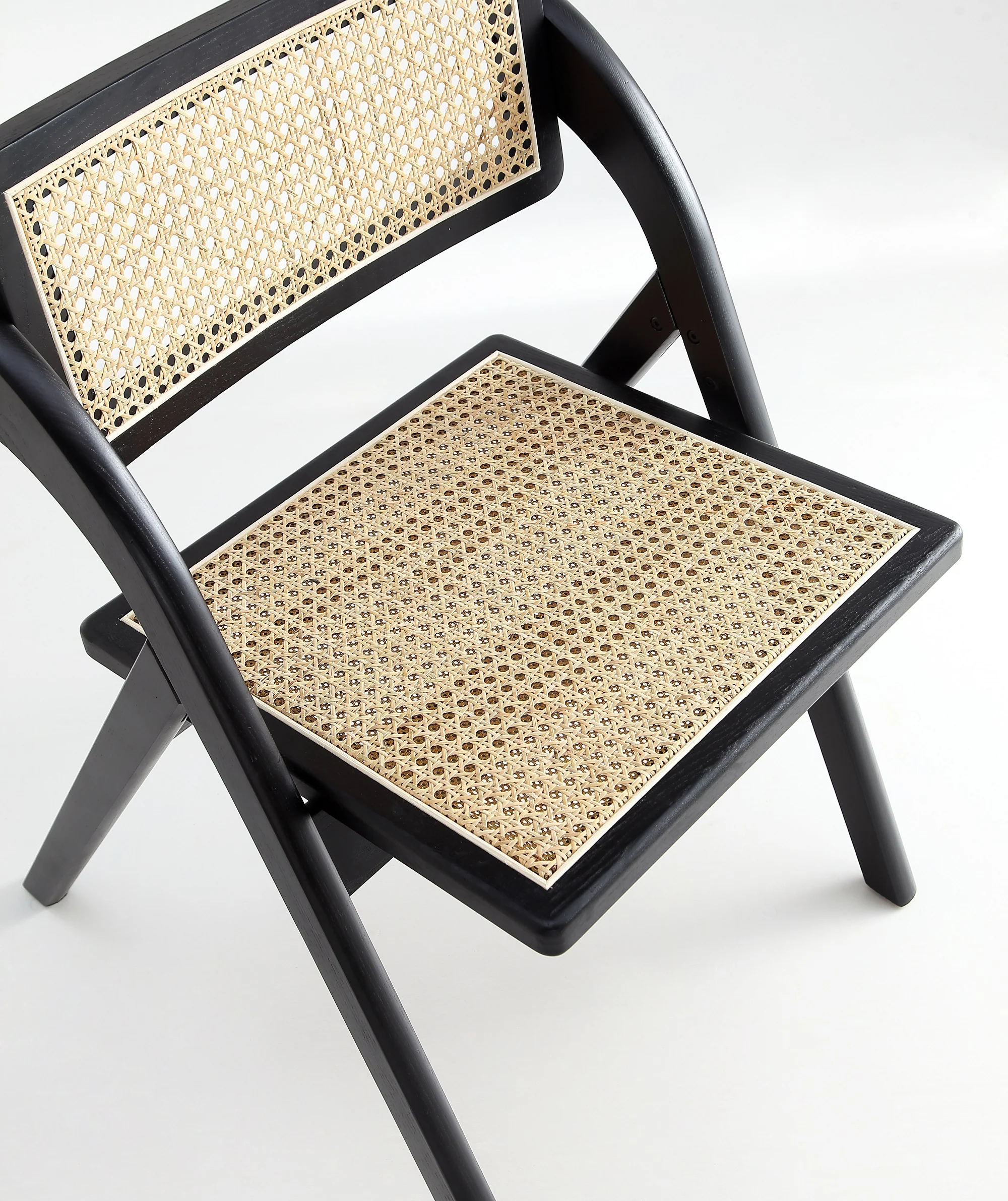 Lambinet Folding Dining Chair in Black and Natural Cane (set of 4) - Image 9