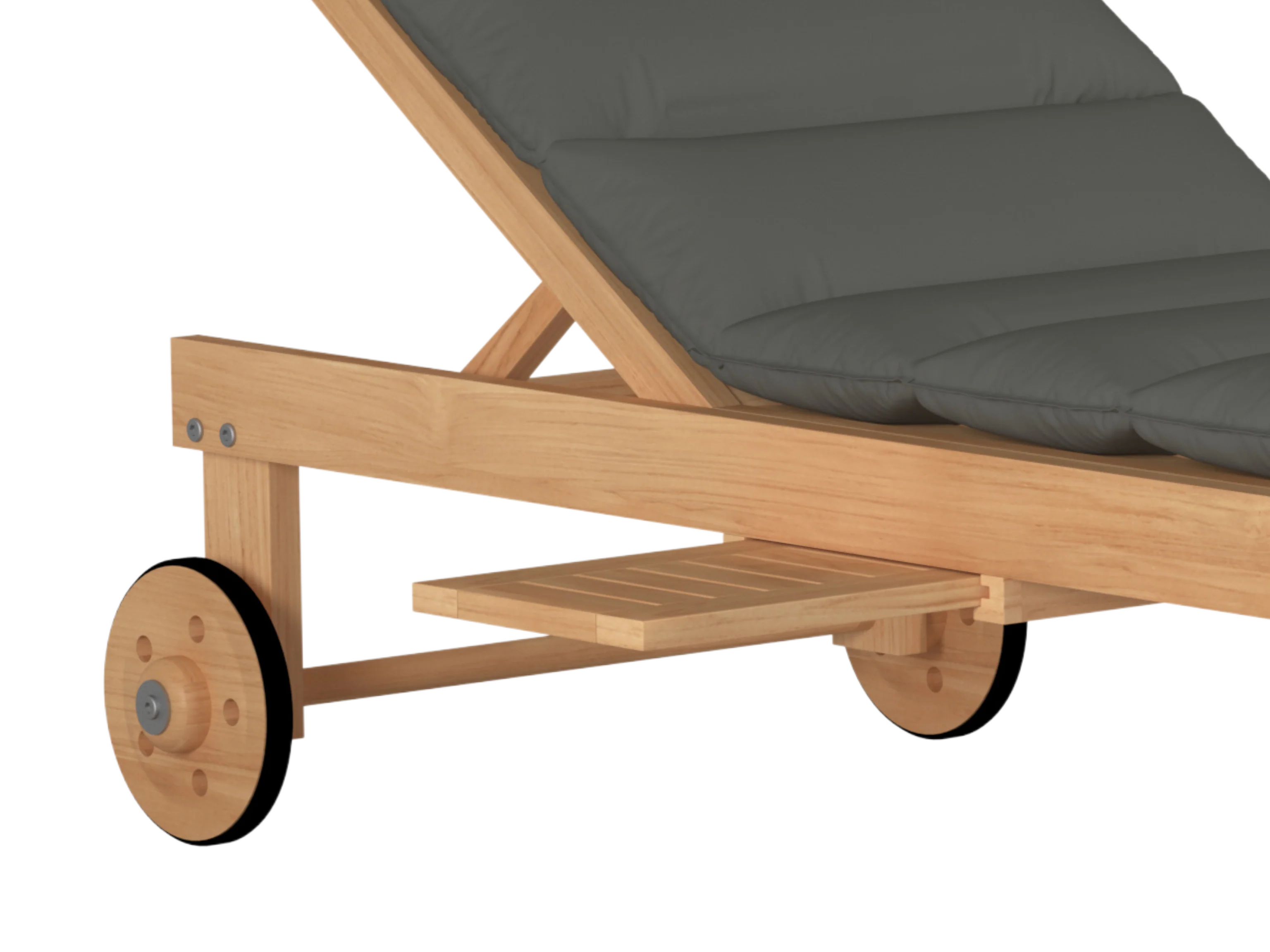 Lance Teak Charcoal Outdoor Reclining Sunlounger with Sunbrella® Cushion and Slide-out Tray - Image 5