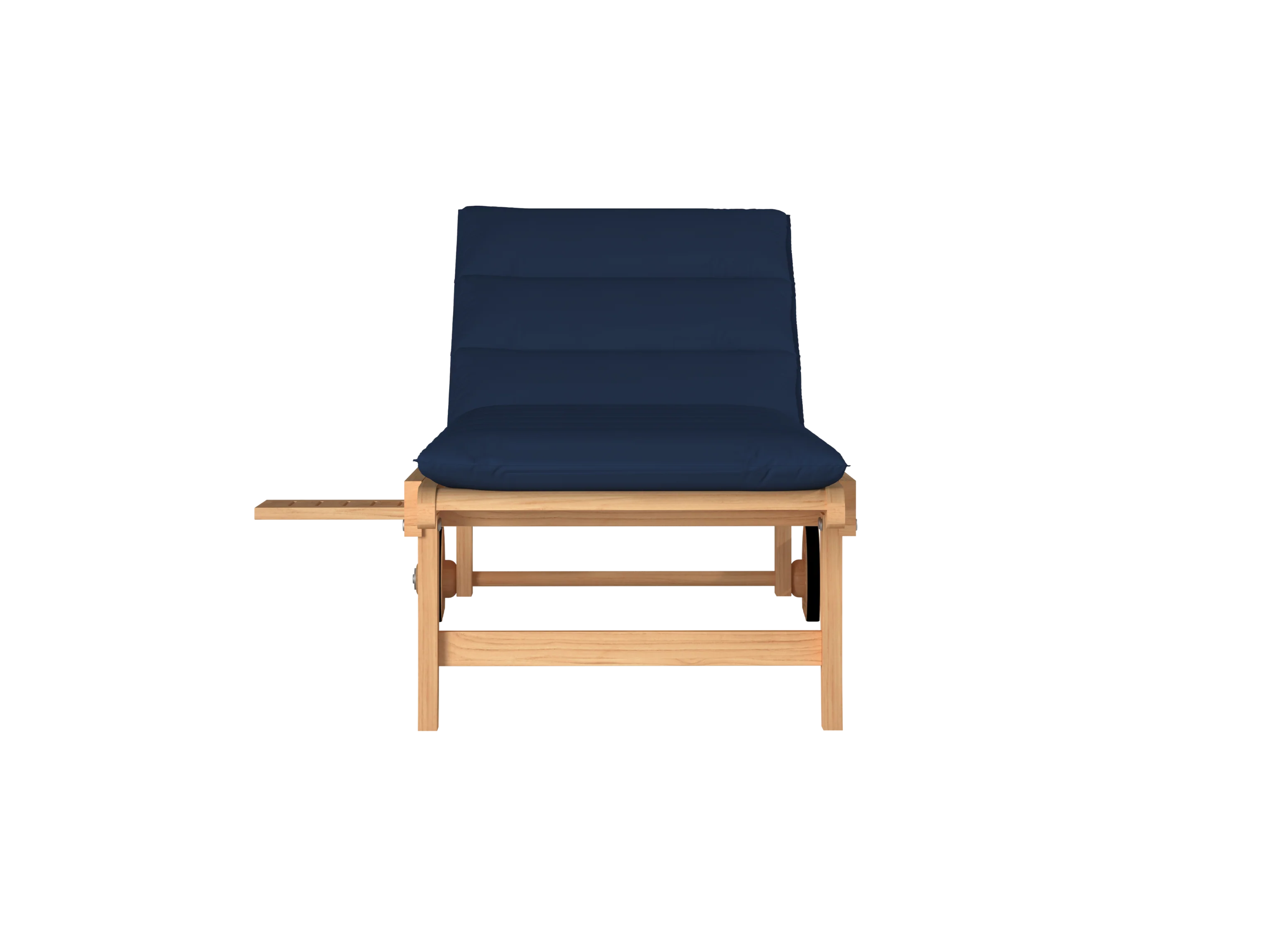 Lance Teak Navy Outdoor Reclining Sunlounger with Sunbrella® Cushion and Slide-out Tray - Image 3