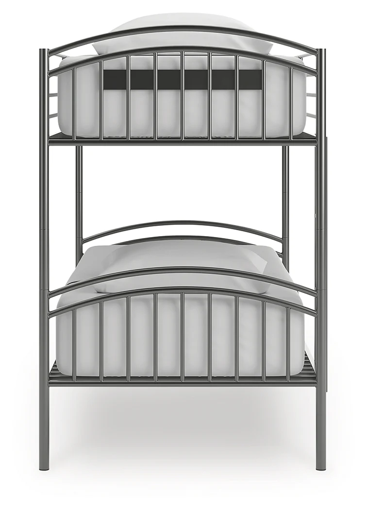 Lanceburg Gray Twin over Twin Bunk Bed and 2 Mattresses - Image 6