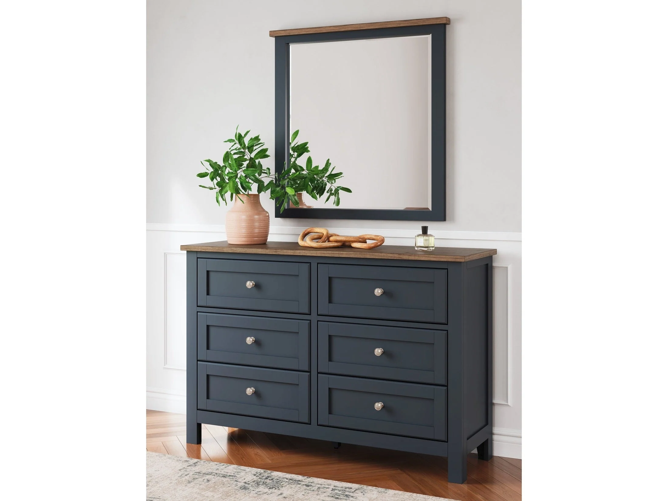 Landocken Brown/Blue Dresser and Mirror (Online Special Price)