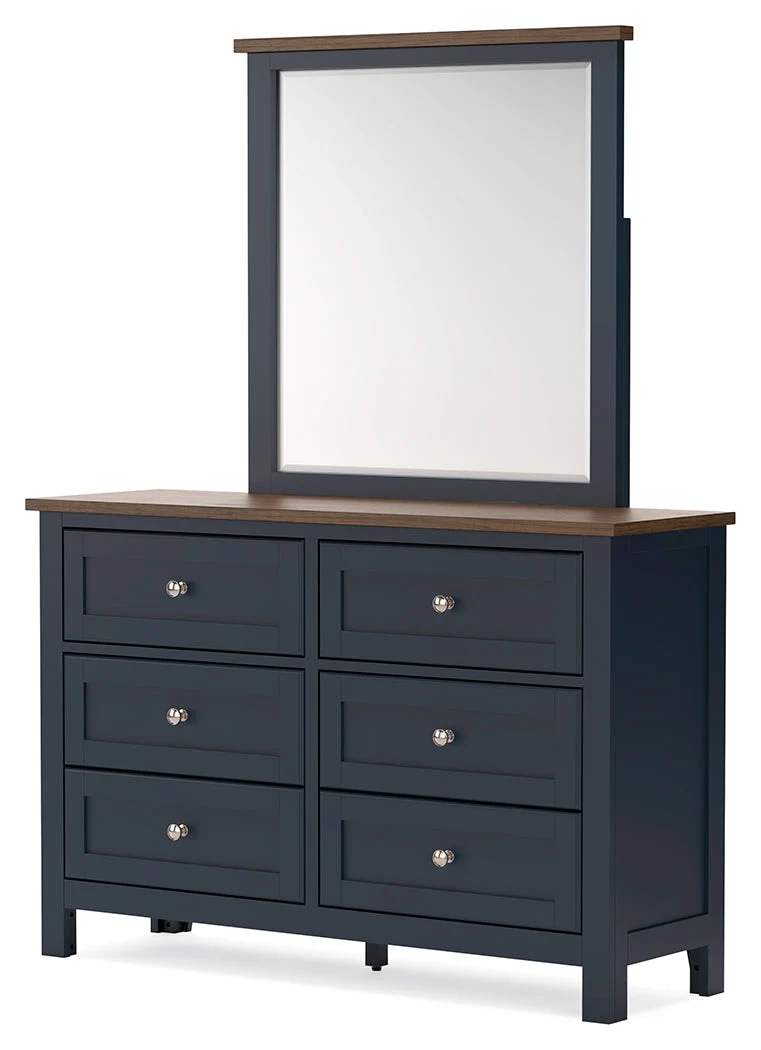 Landocken Brown/Blue Full Panel Headboard & Dresser & Mirror (Online Special Price) - Image 6