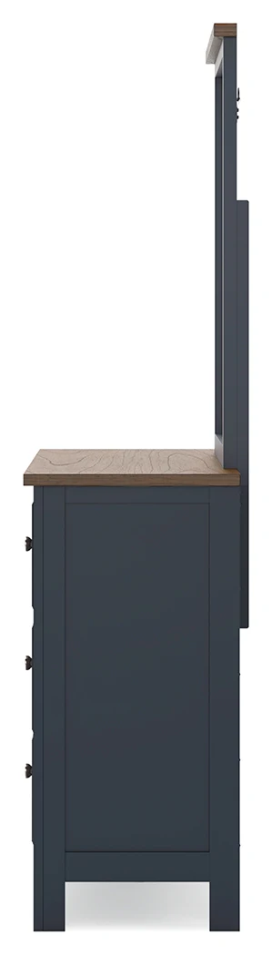 Landocken Brown/Blue Queen Panel Bed, Dresser and Mirror - Image 7