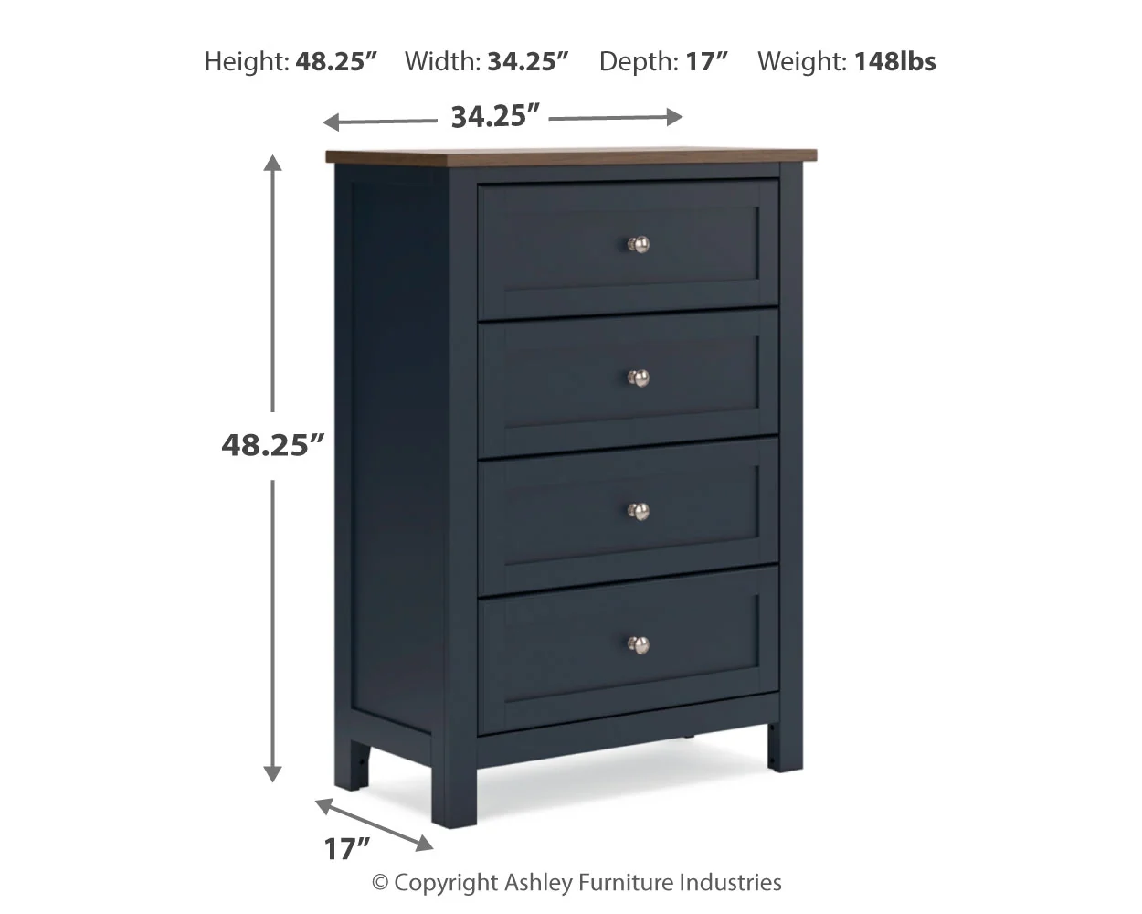 Landocken Brown/Blue Twin Panel Bedroom Set with Chest and Nightstand - Image 10