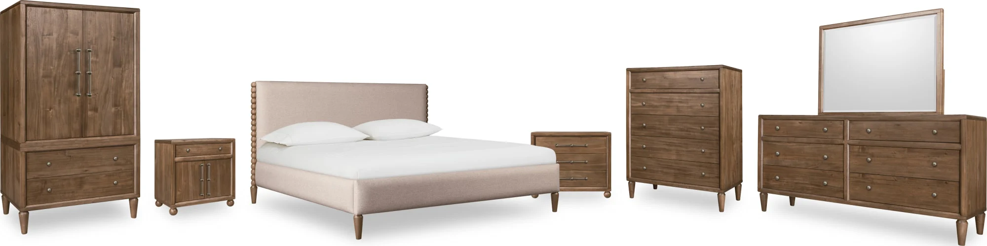 Langley Honey Wheat/Autumn Forest Upholstered California King Bed - Image 11