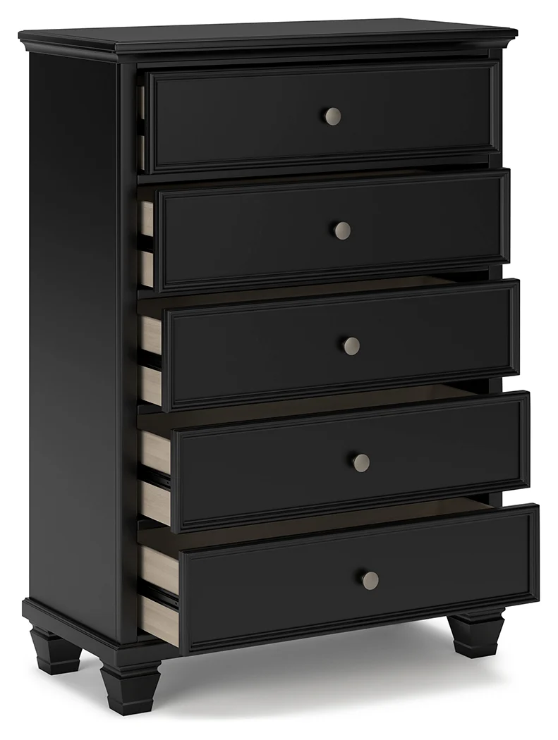 Lanolee Black California King Panel Bed, Dresser, Chest and 2 Nightstands - Image 10