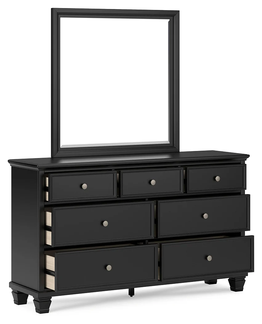 Lanolee Black King Panel Bedroom Set with Dresser, Mirror, Chest and 2 Nightstands - Image 4