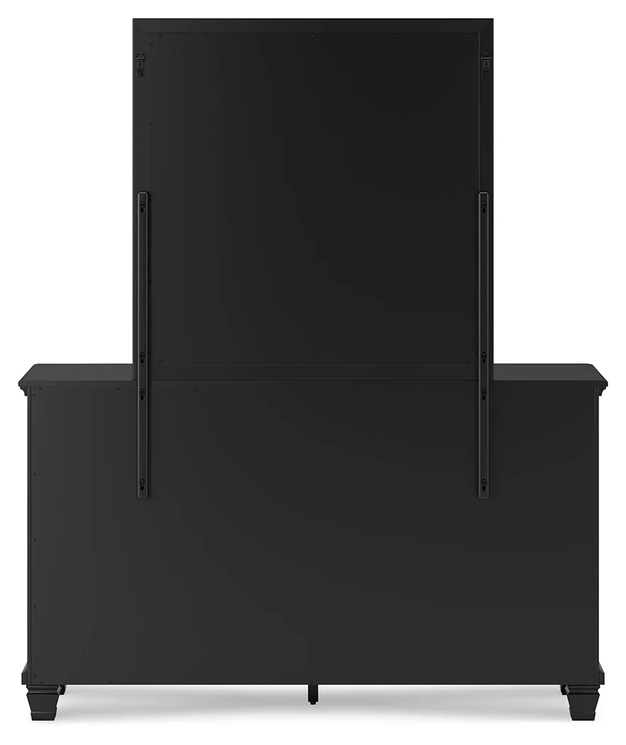 Lanolee Black King Panel Bedroom Set with Dresser, Mirror, Chest and 2 Nightstands - Image 8