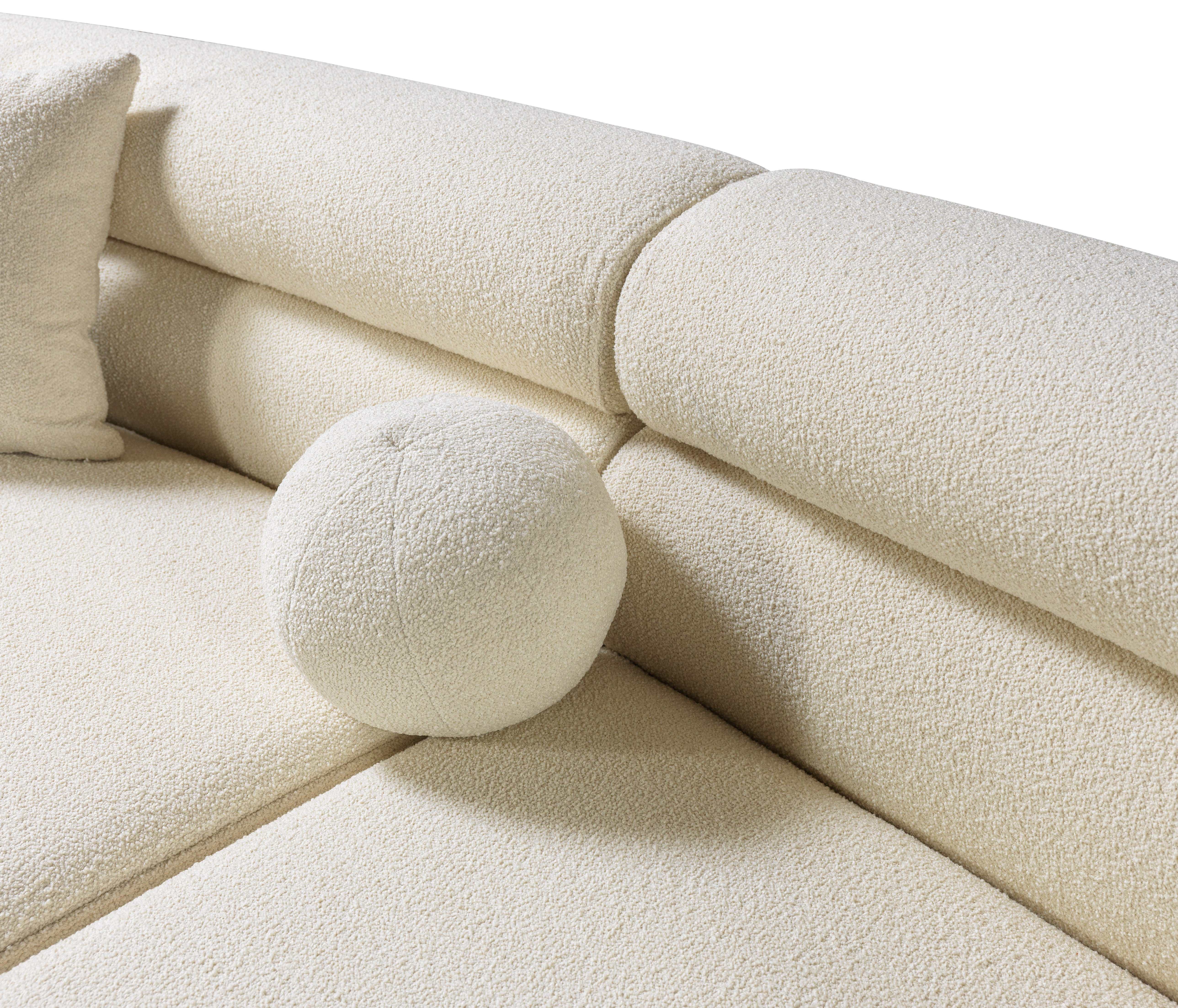 Larissa Bubble Ivory Boucle 2pc Curved Sectional Sofa - Image 12