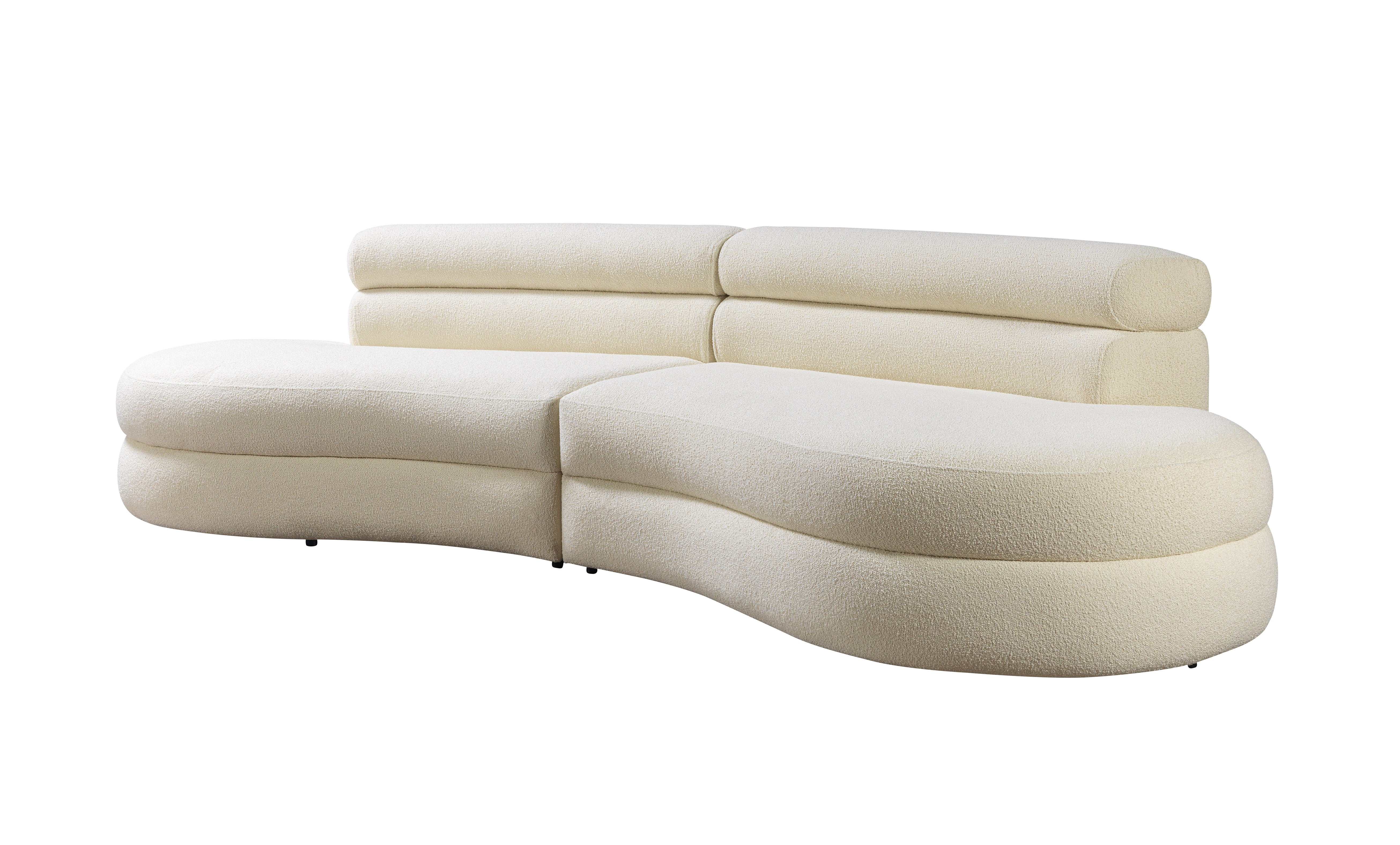 Larissa Bubble Ivory Boucle 2pc Curved Sectional Sofa - Image 6