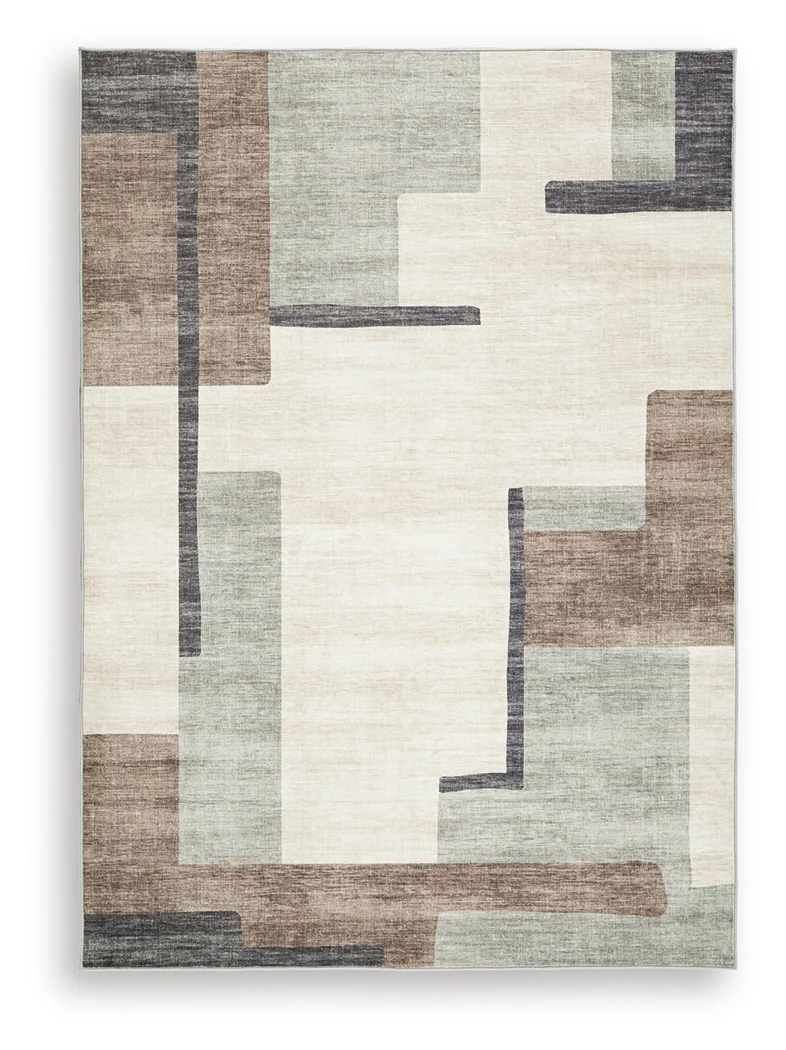 Larkport Cream/Brown/Gray Washable Medium Rug - Image 2