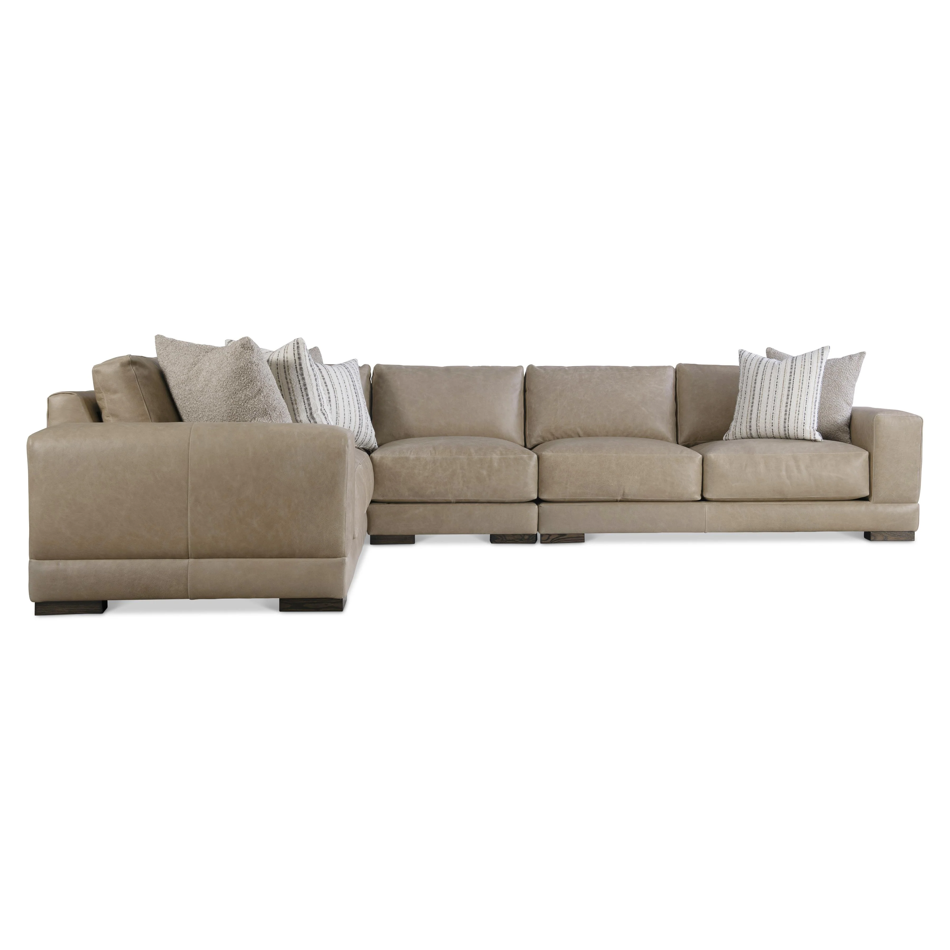 Lars Beige/Tan Leather Sectional (4 Piece) - Image 2